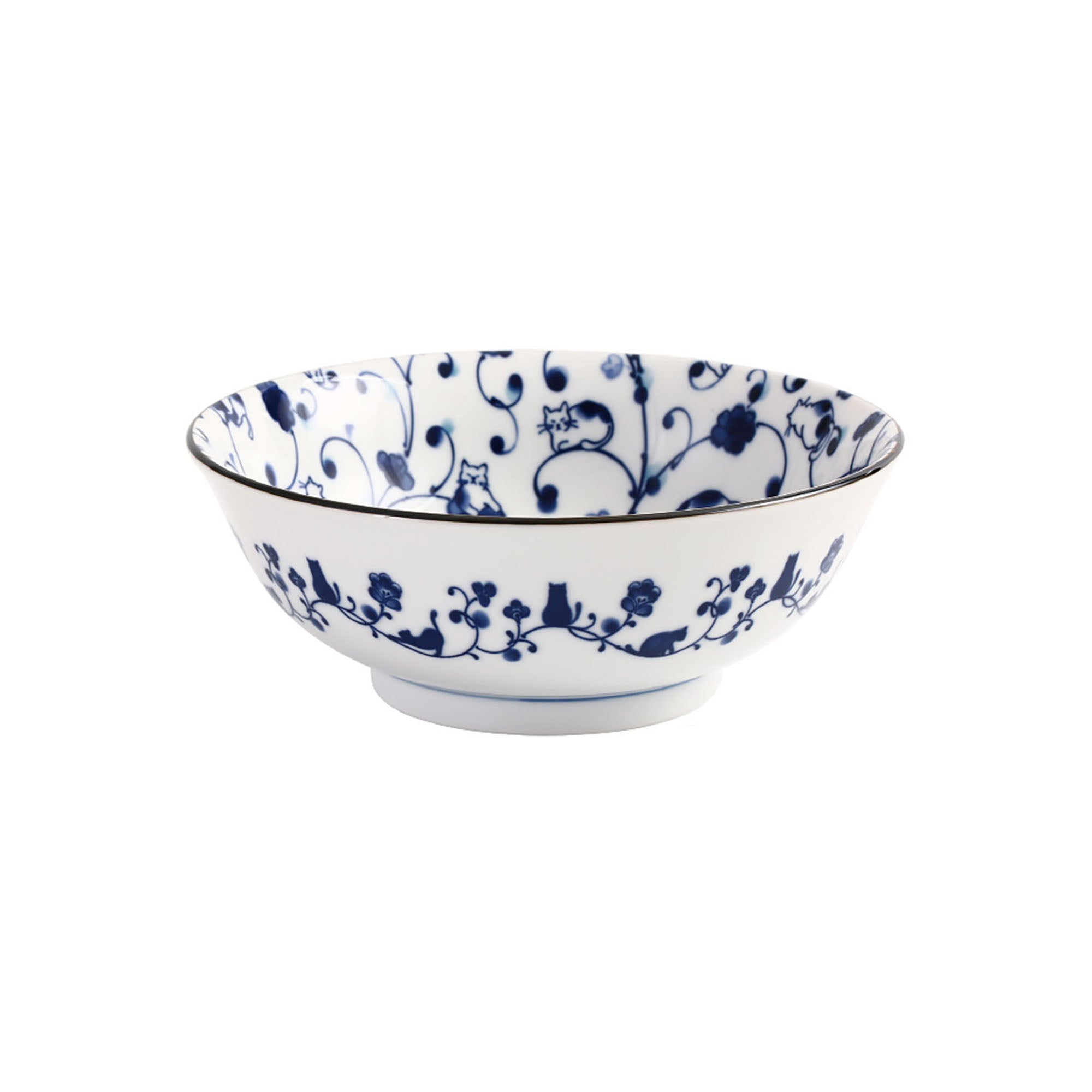 Ceramic Minoyaki Tableware with Cute Cats Pattern