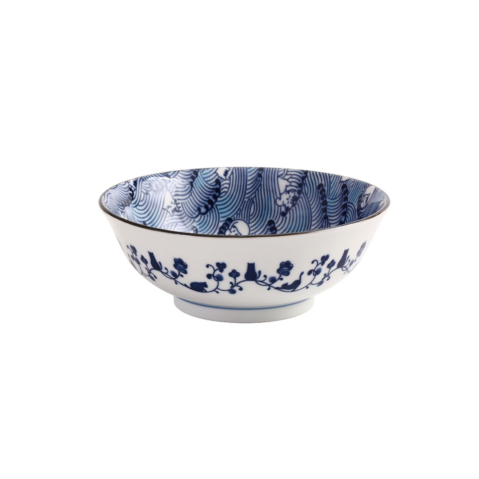 Ceramic Minoyaki Tableware with Cute Cats Pattern