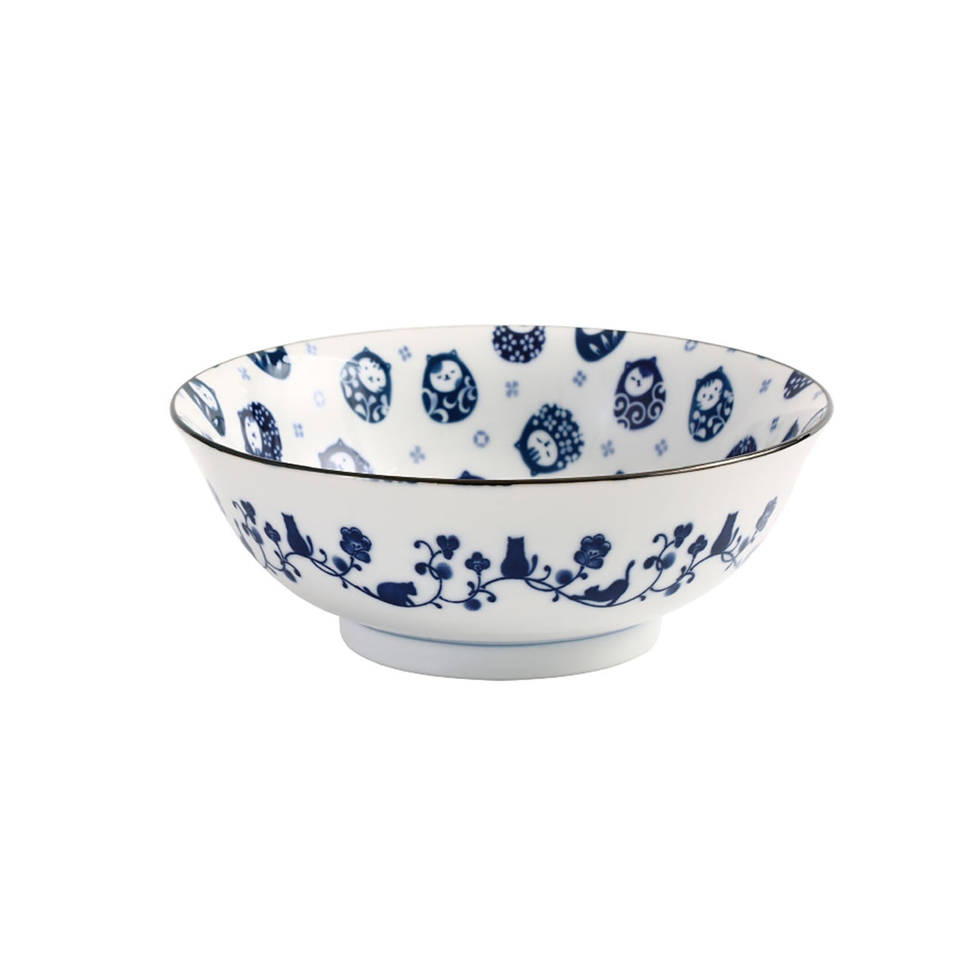 Ceramic Minoyaki Tableware with Cute Cats Pattern