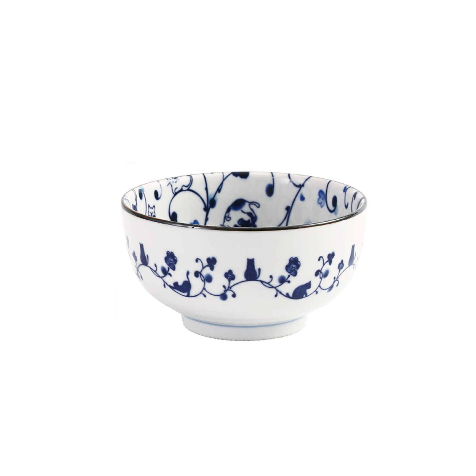 Ceramic Minoyaki Tableware with Cute Cats Pattern