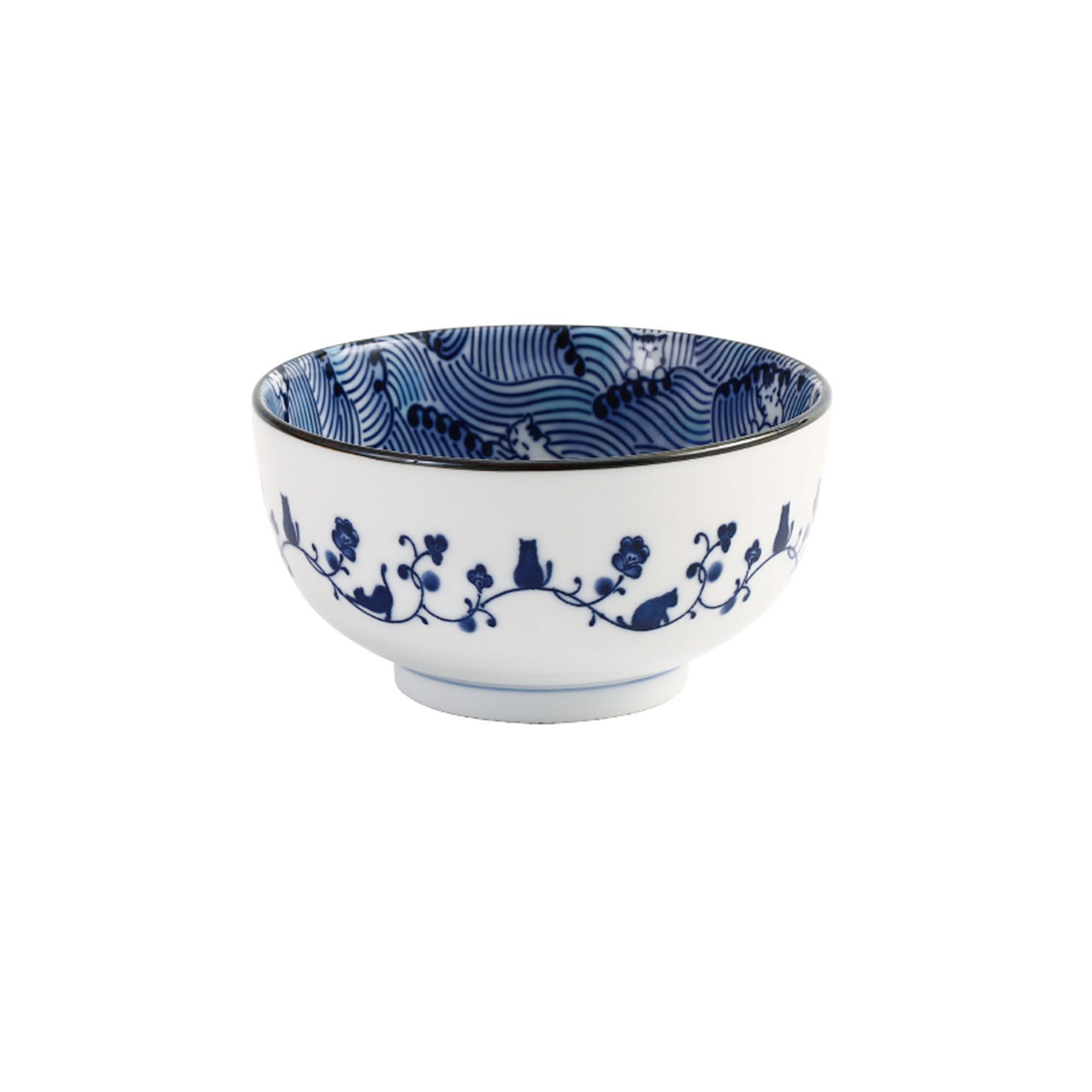 Ceramic Minoyaki Tableware with Cute Cats Pattern