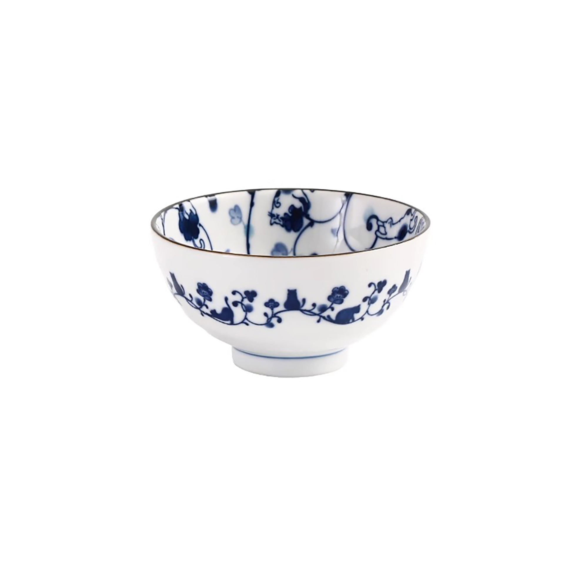Ceramic Minoyaki Tableware with Cute Cats Pattern
