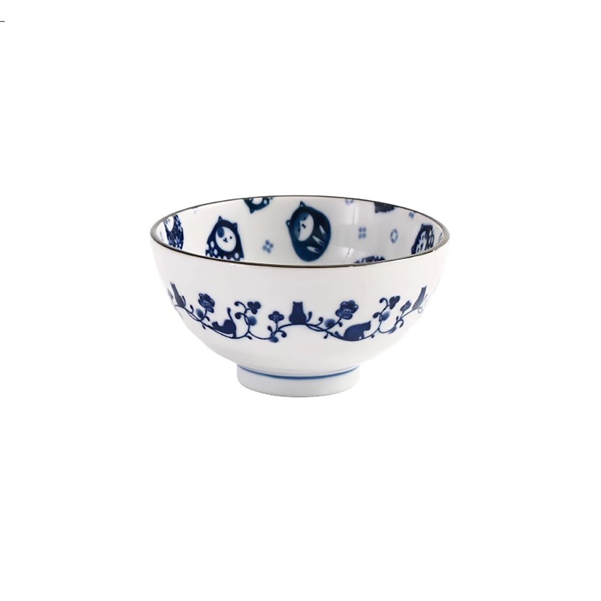 Ceramic Minoyaki Tableware with Cute Cats Pattern