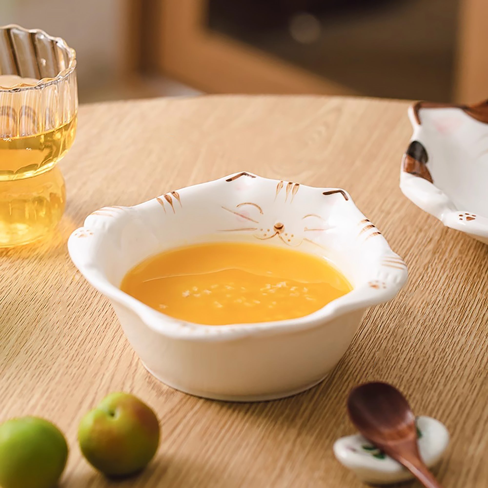 Assiette et bol en céramique en forme de chat