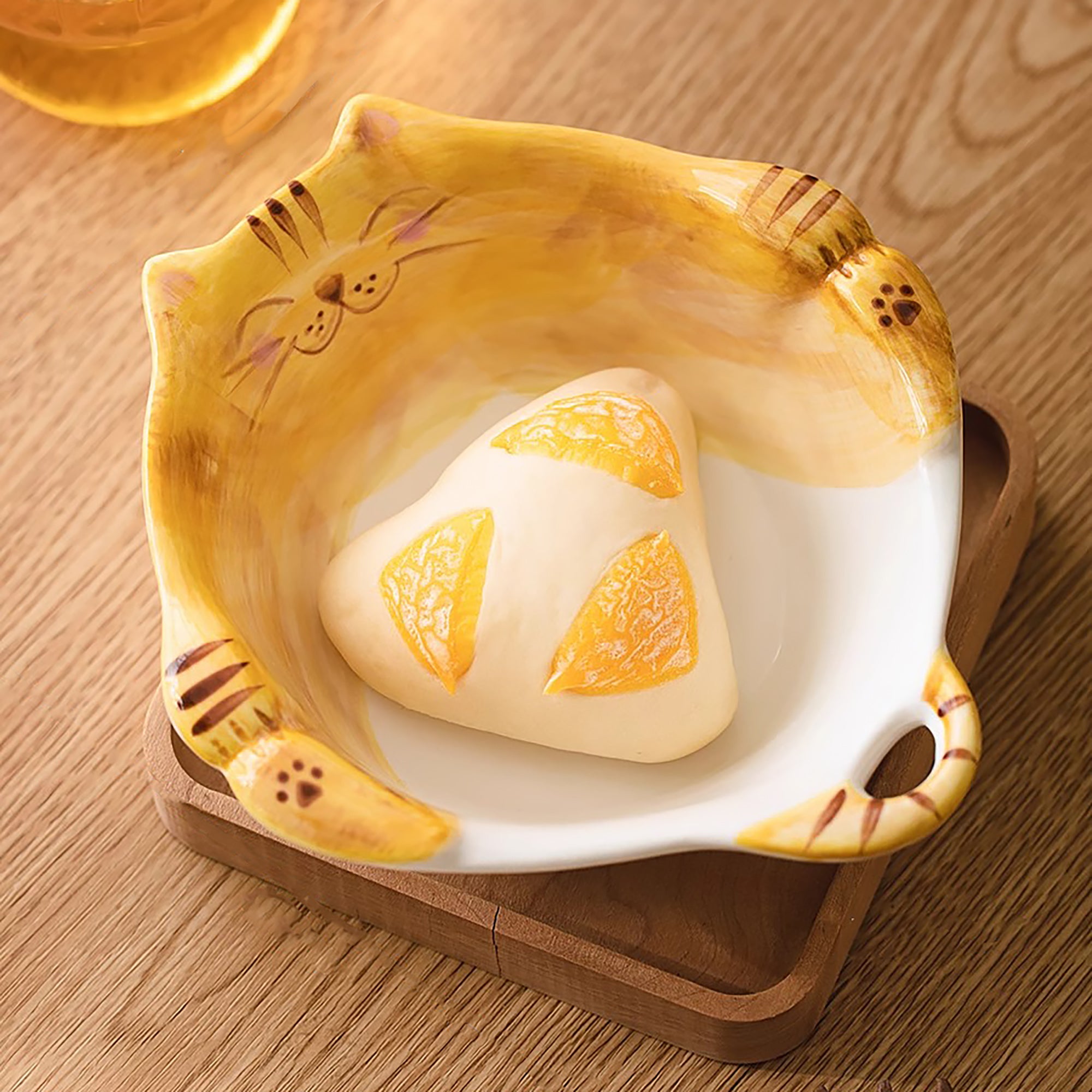 Assiette et bol en céramique en forme de chat