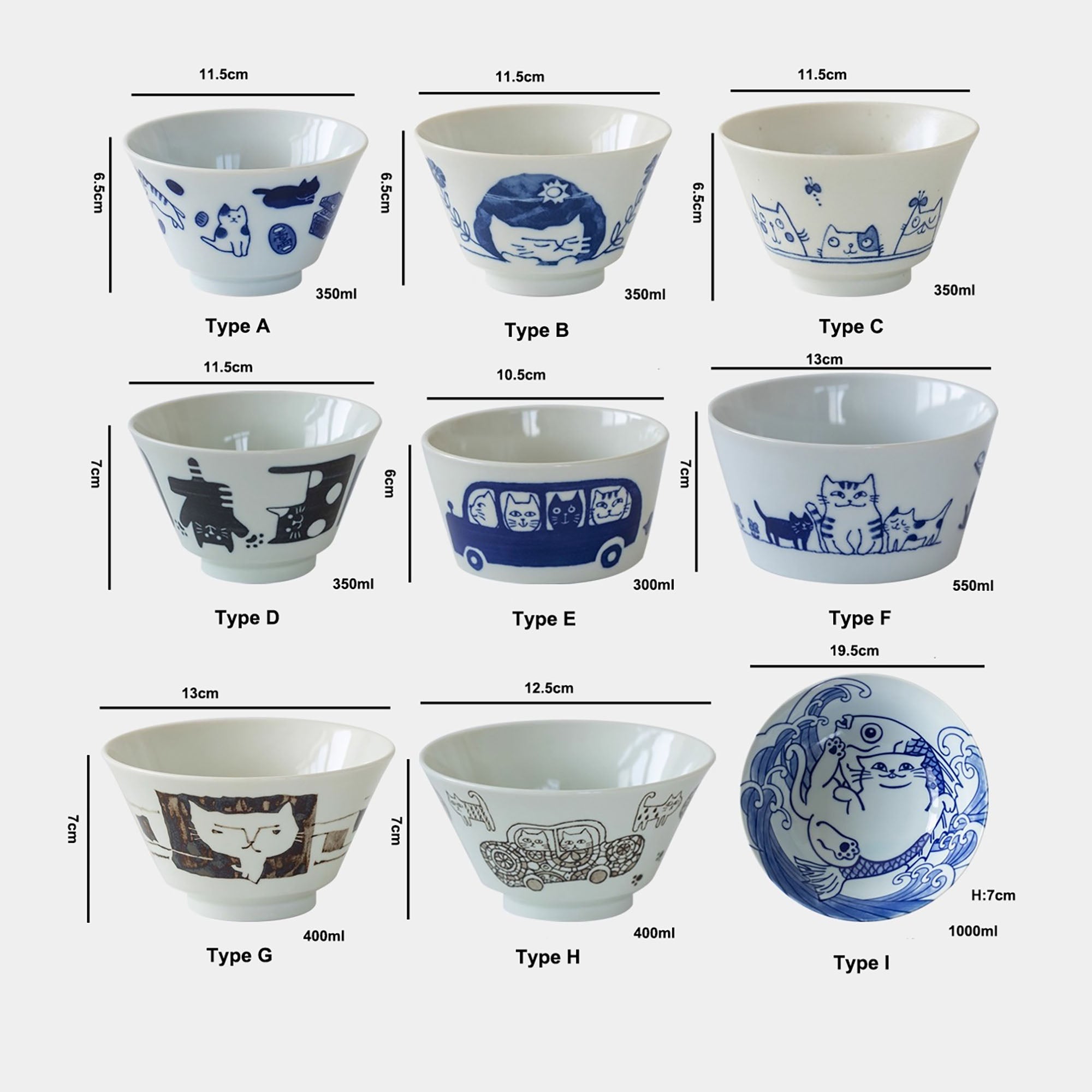 Minoyaki Tableware with "Cats&