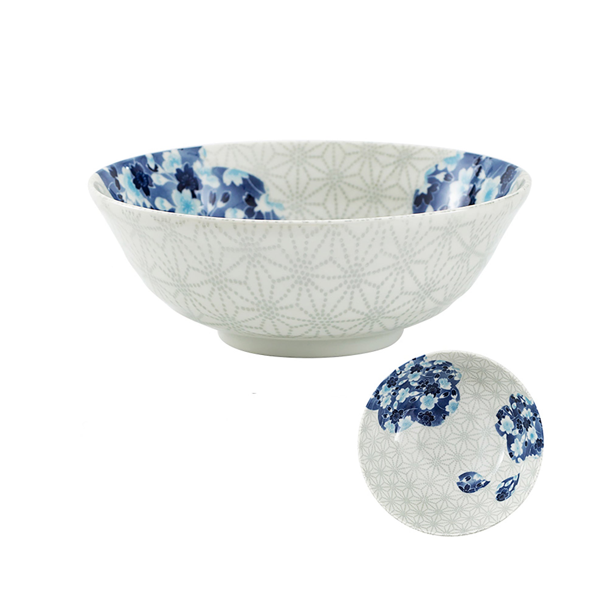 Tableware with blue cherry tree design