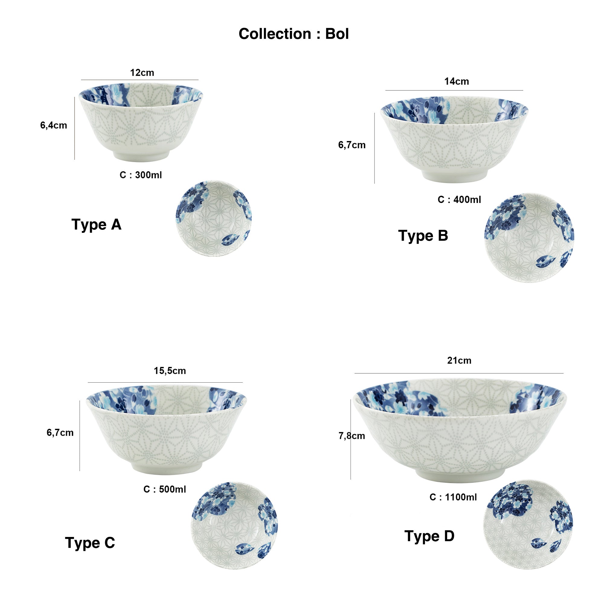 Tableware with blue cherry tree design