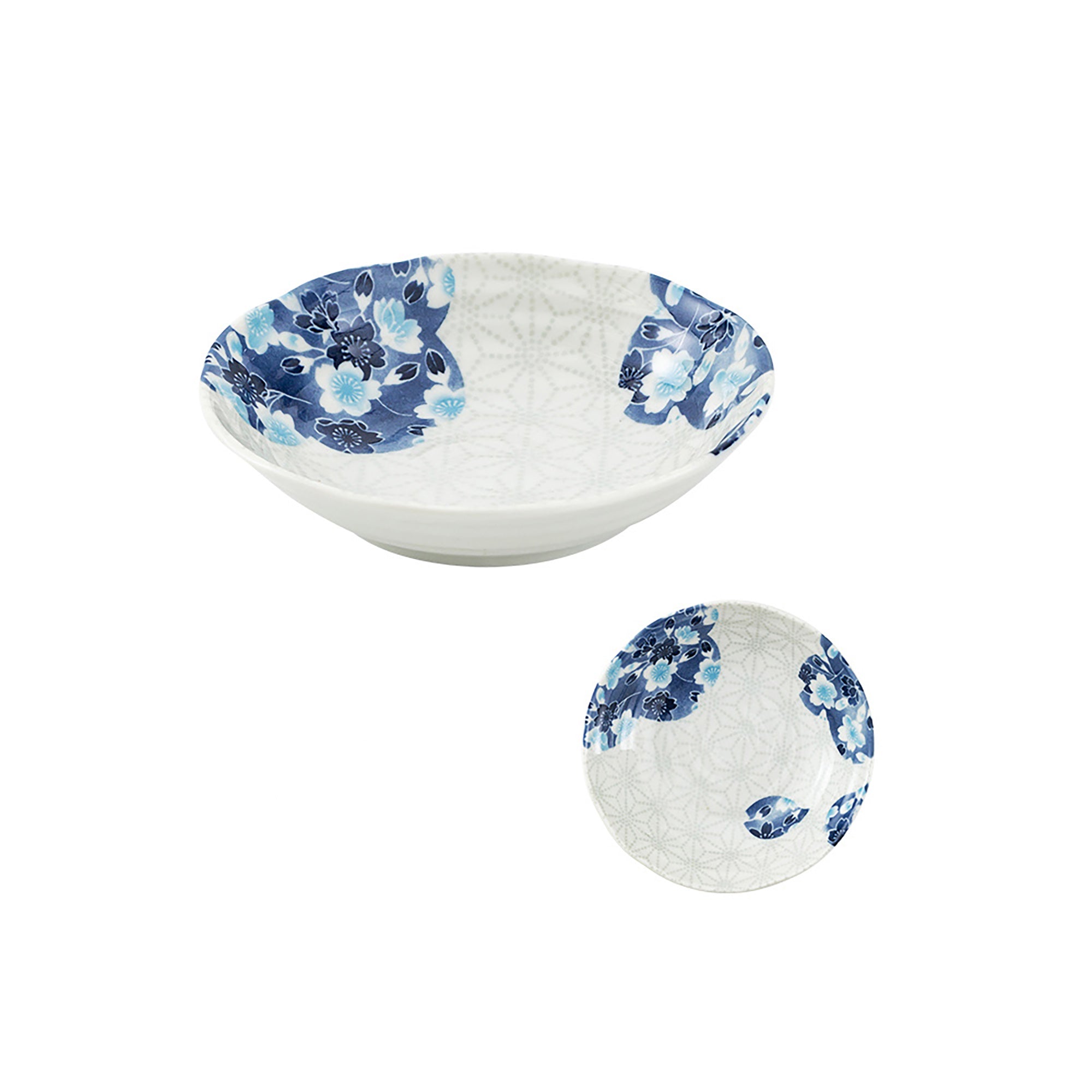 Tableware with blue cherry tree design