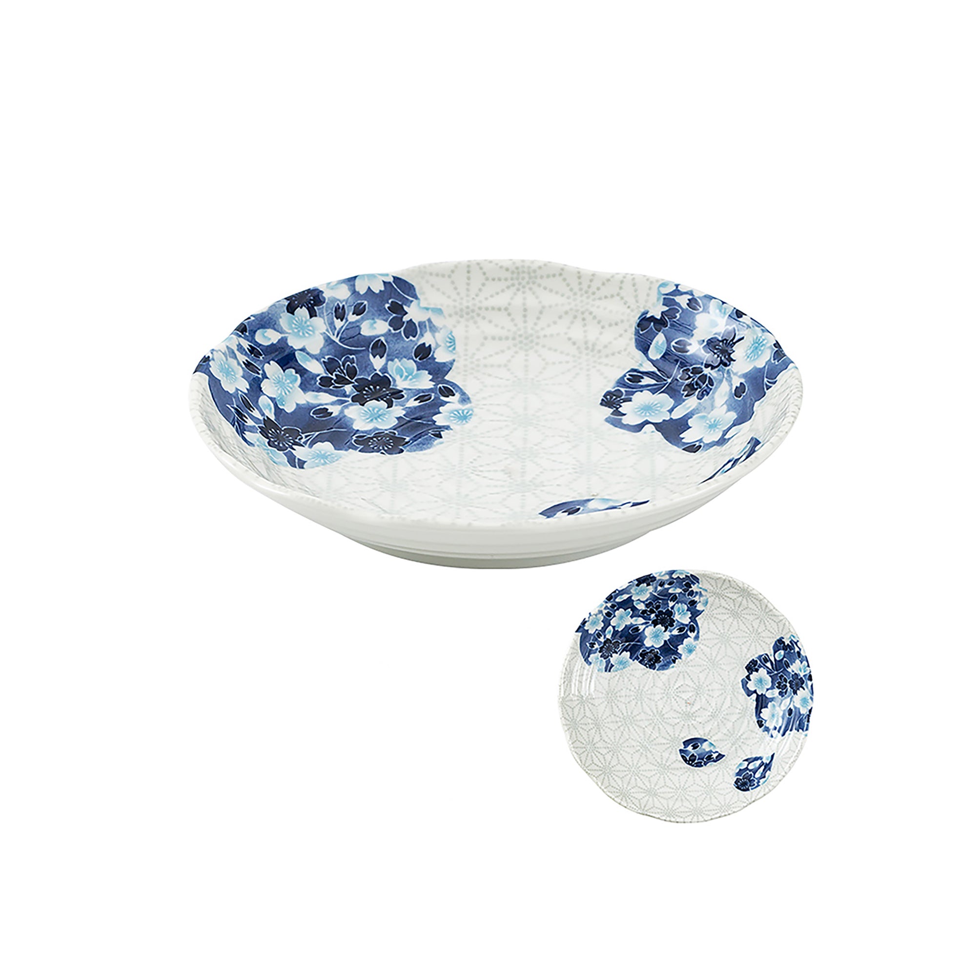 Tableware with blue cherry tree design