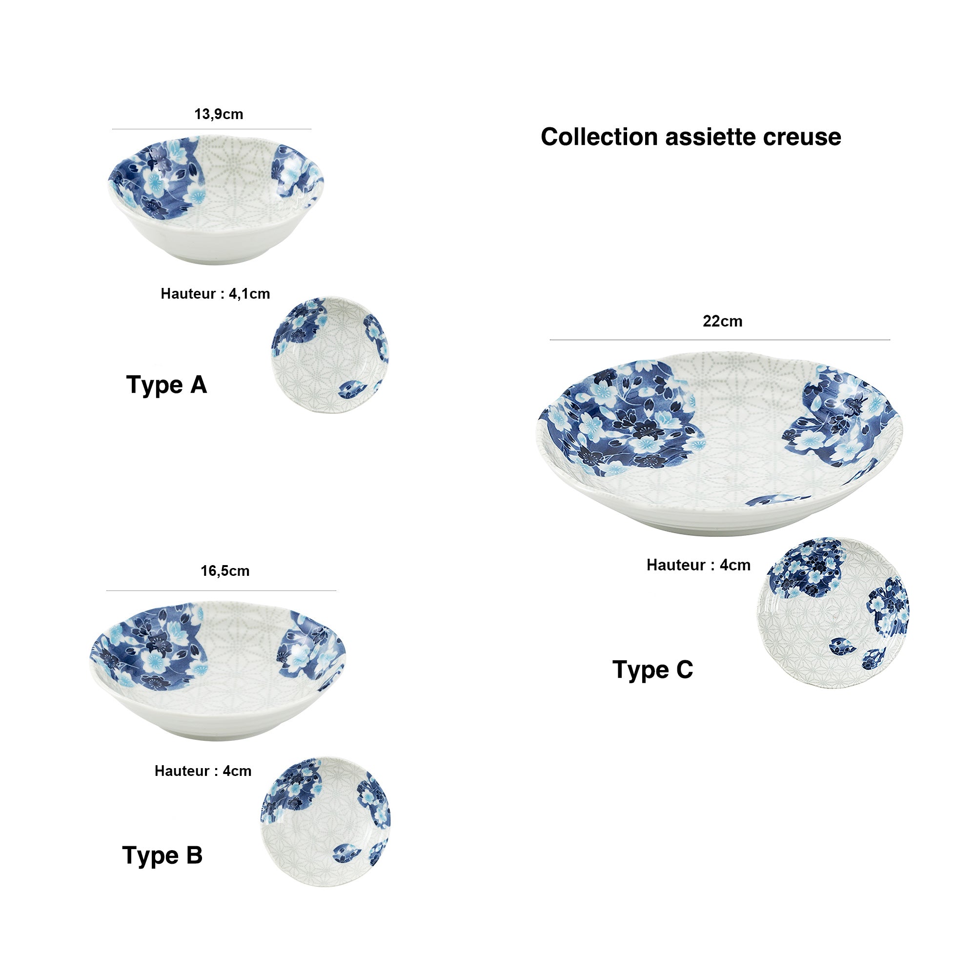 Tableware with blue cherry tree design