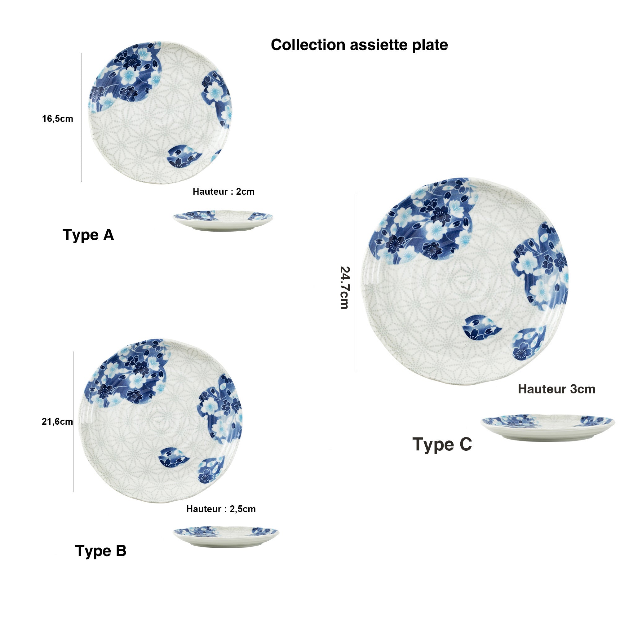 Tableware with blue cherry tree design