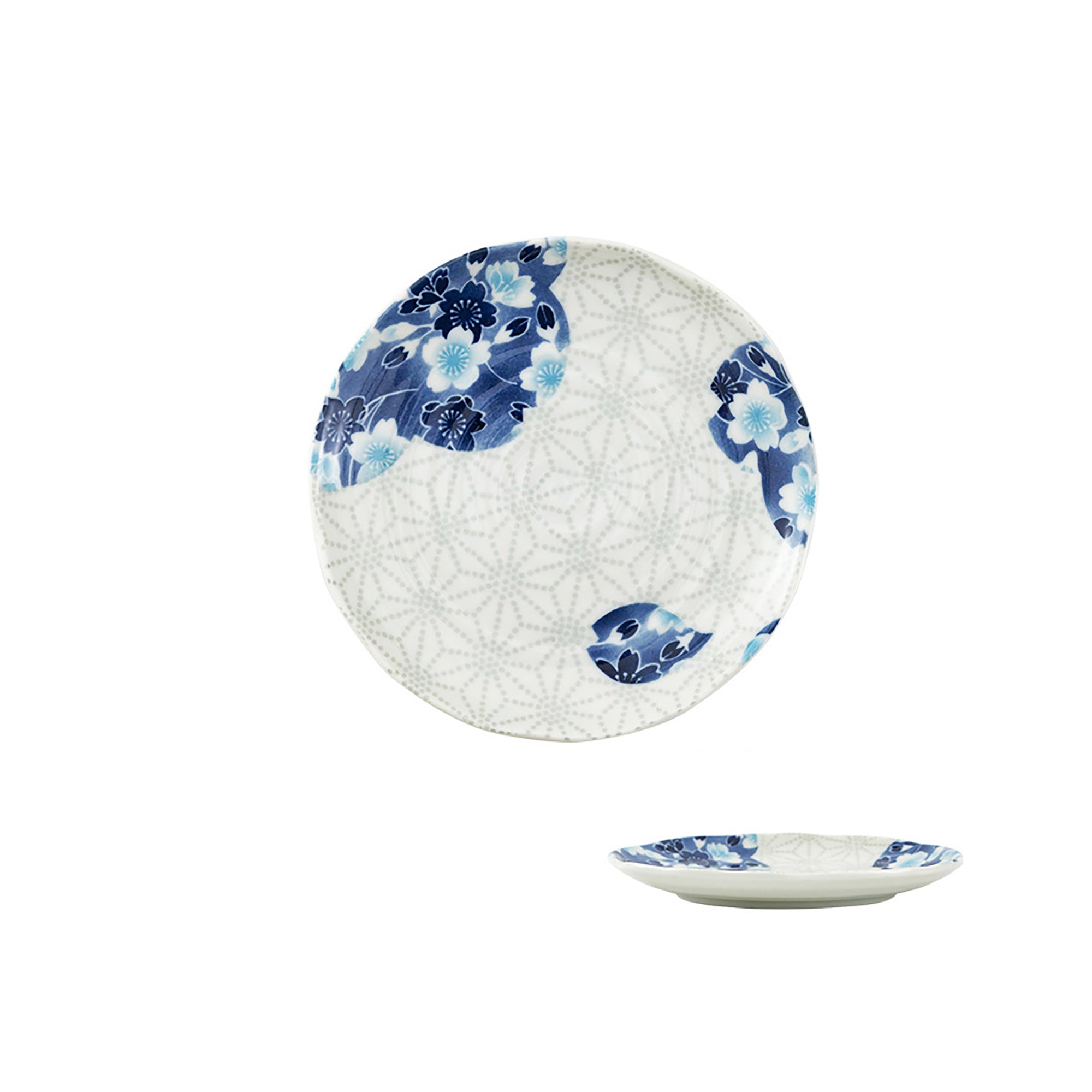 Tableware with blue cherry tree design