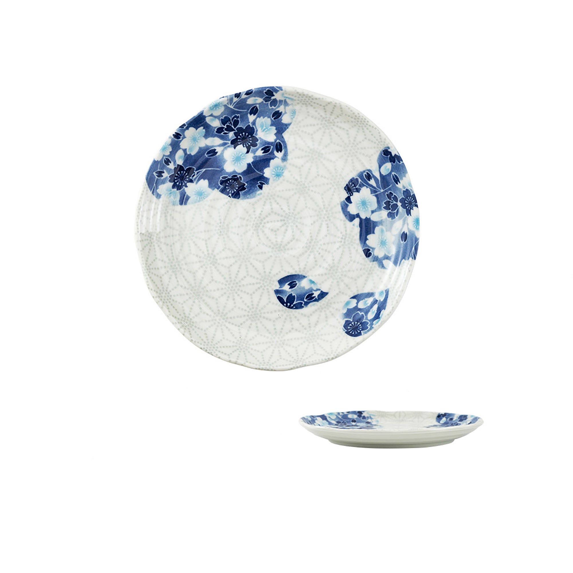 Tableware with blue cherry tree design