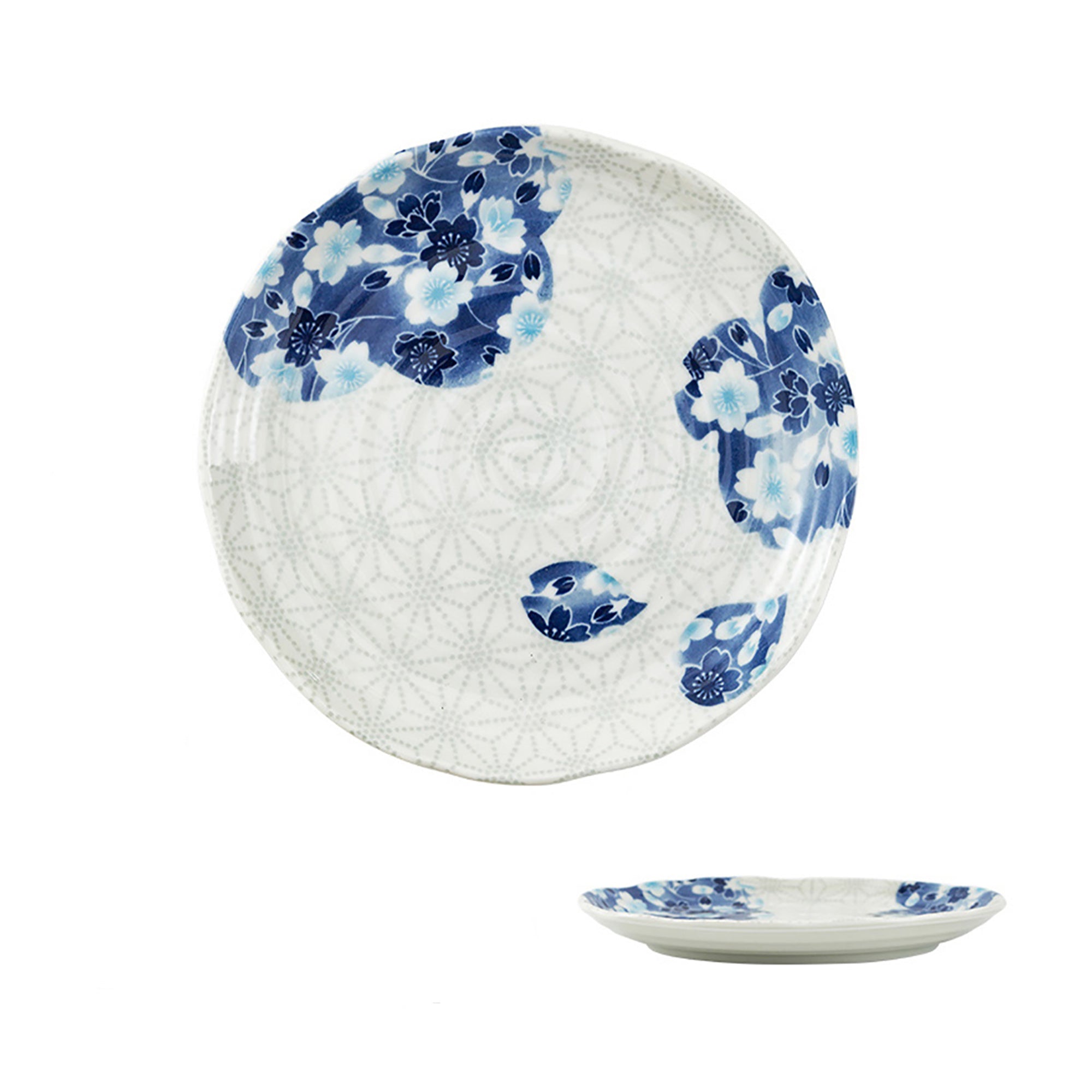 Tableware with blue cherry tree design