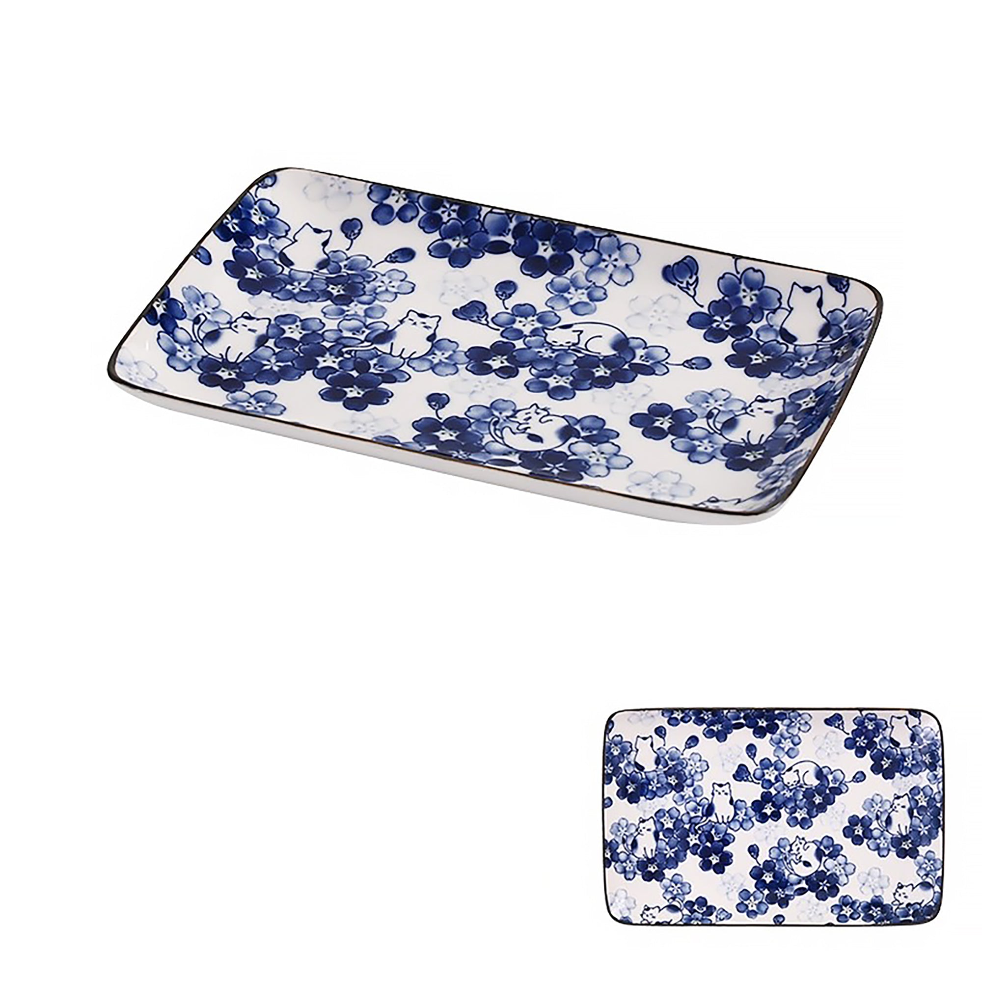 Service de vaisselle Minoyaki avec motifs chats et fleurs