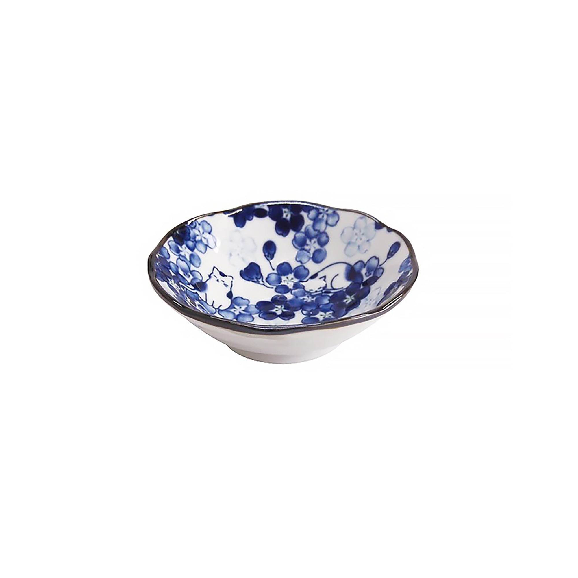 Service de vaisselle Minoyaki avec motifs chats et fleurs