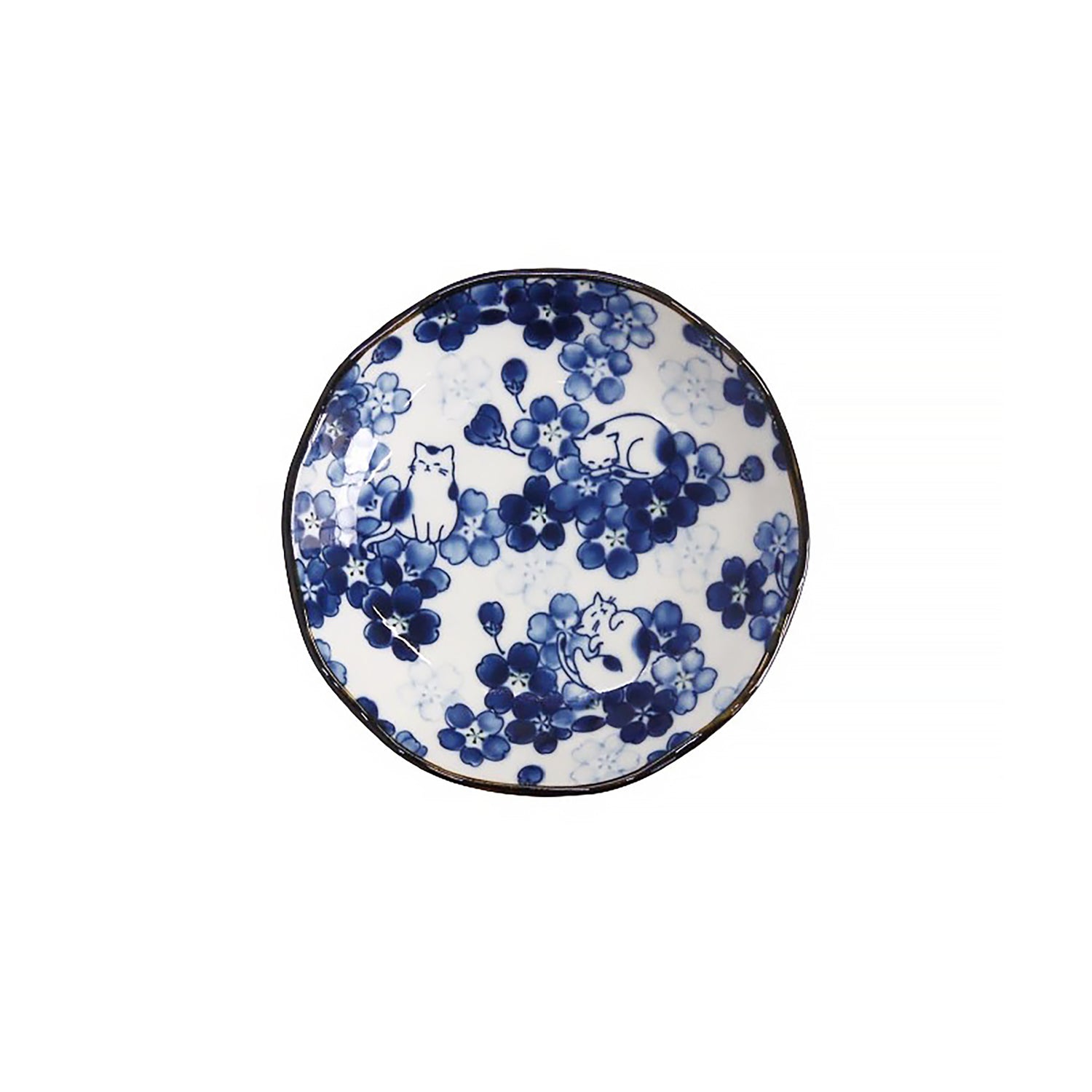 Service de vaisselle Minoyaki avec motifs chats et fleurs