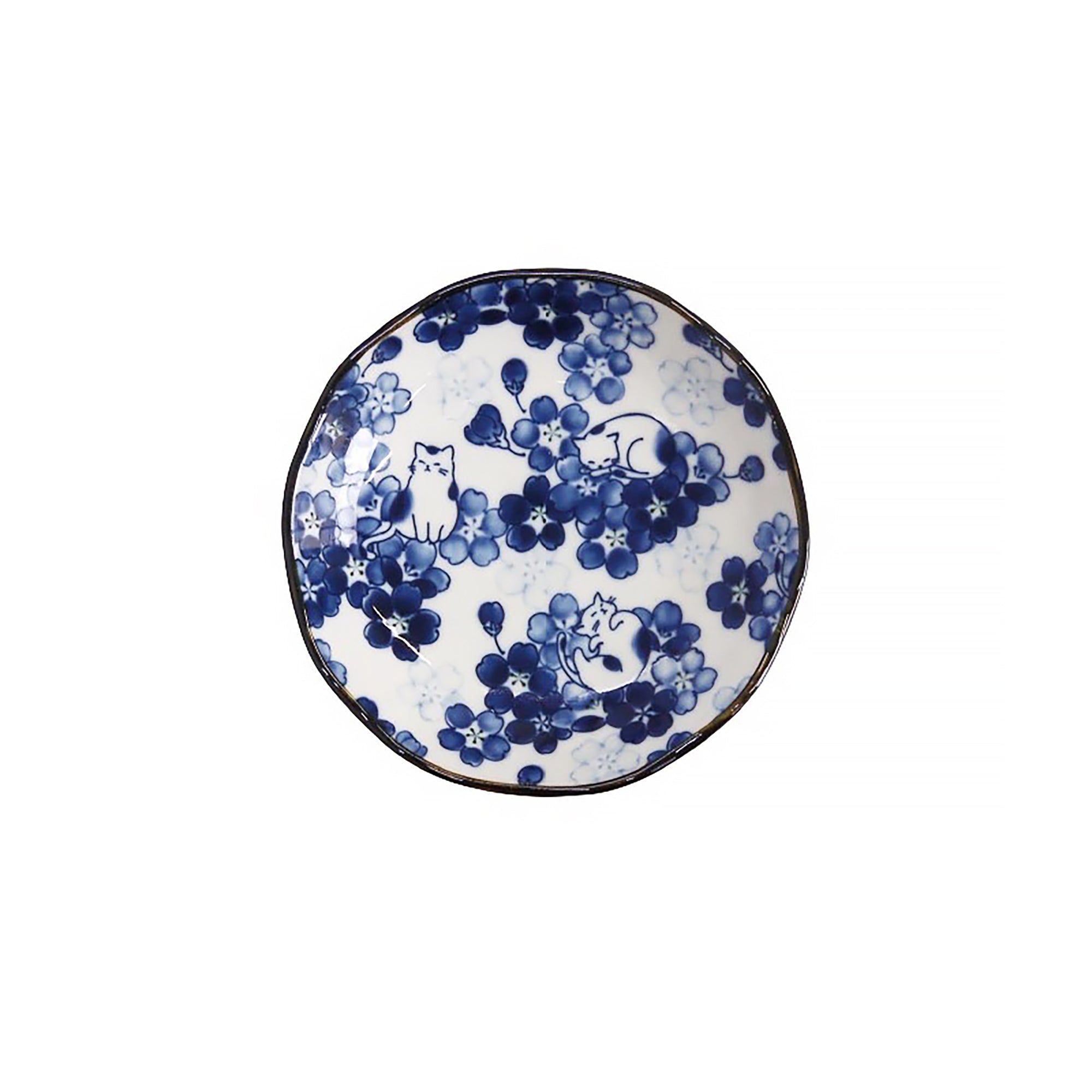 Service de vaisselle Minoyaki avec motifs chats et fleurs