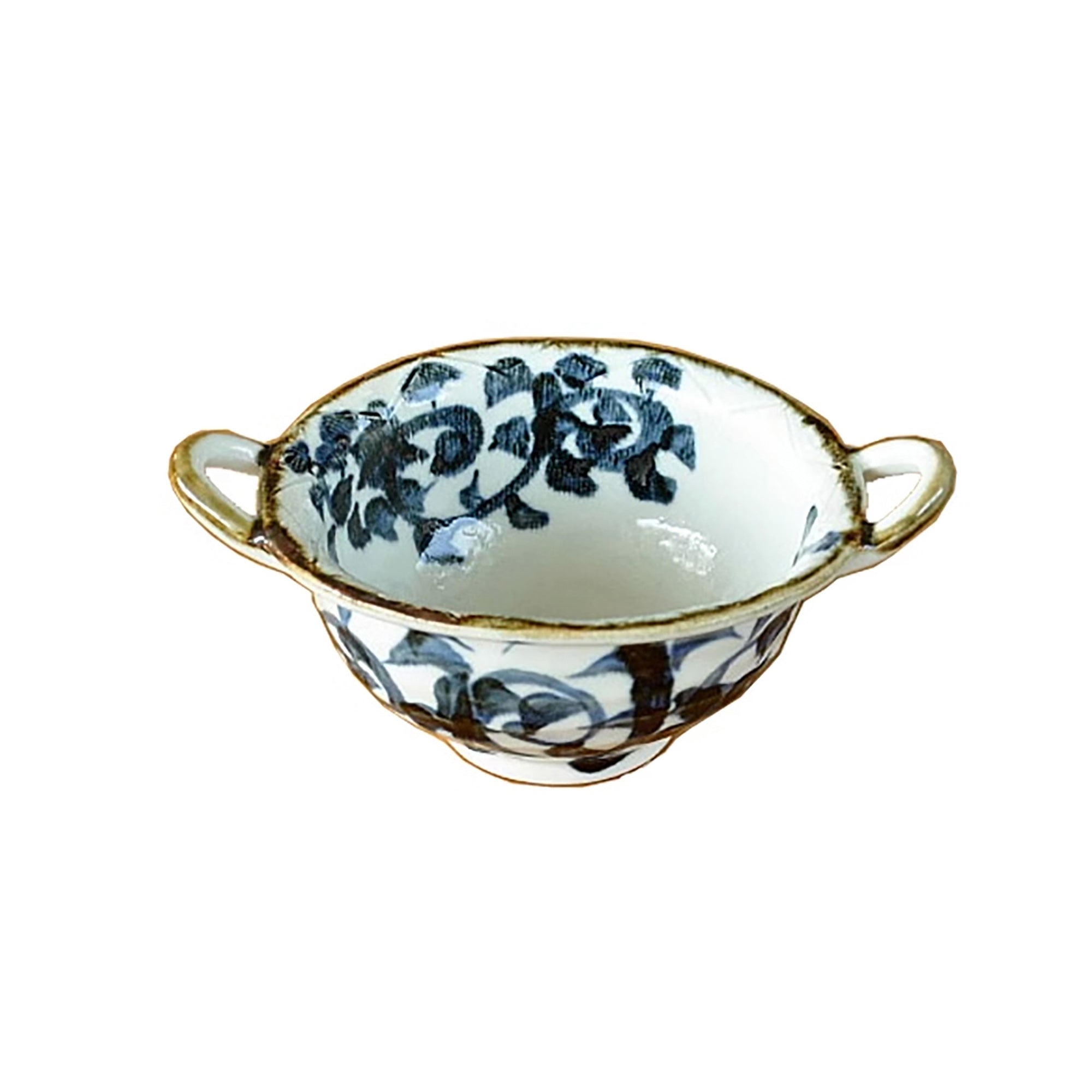 Minoyaki Keramikschale mit floralen Arabeskenmustern