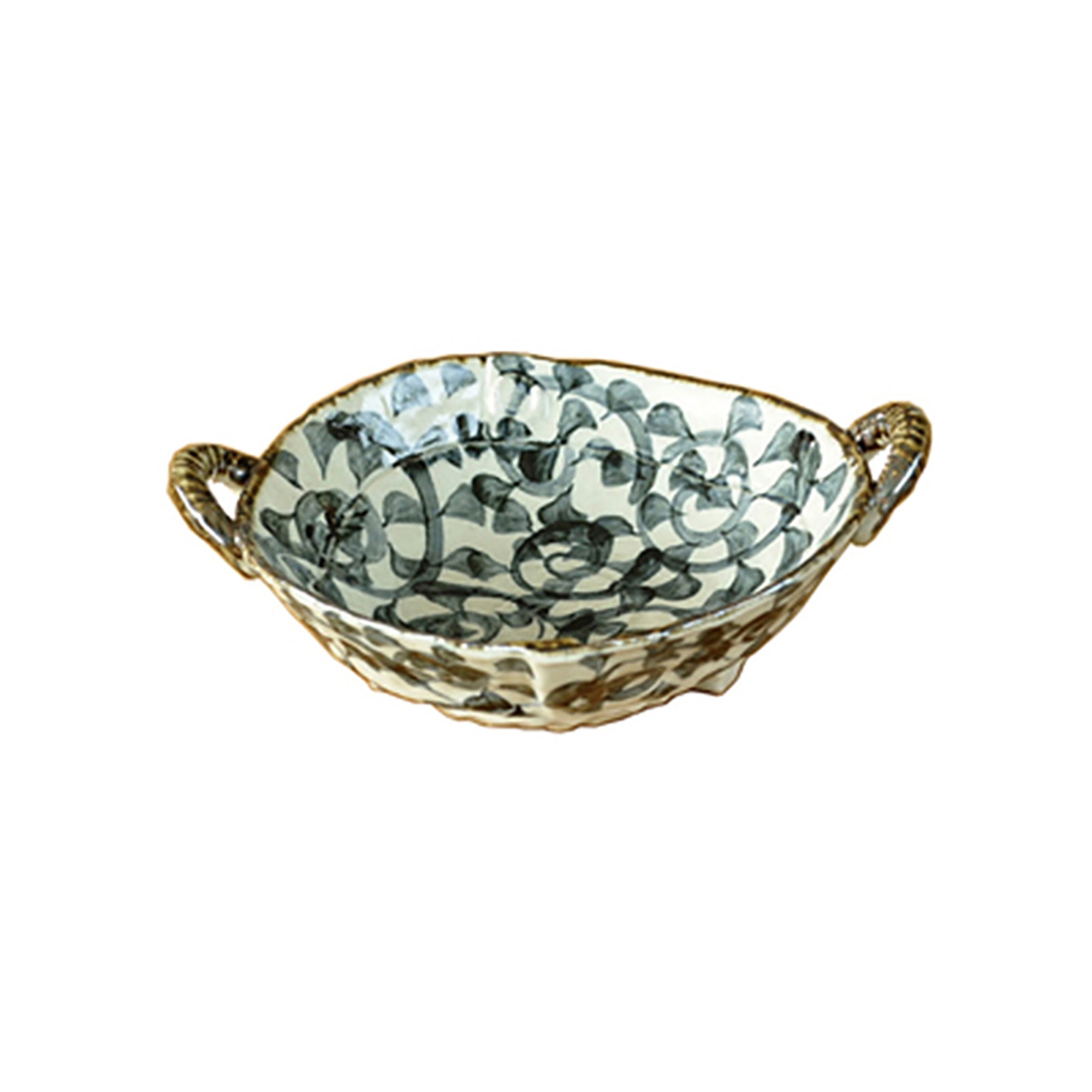 Minoyaki ceramic tableware with arabesque floral patterns