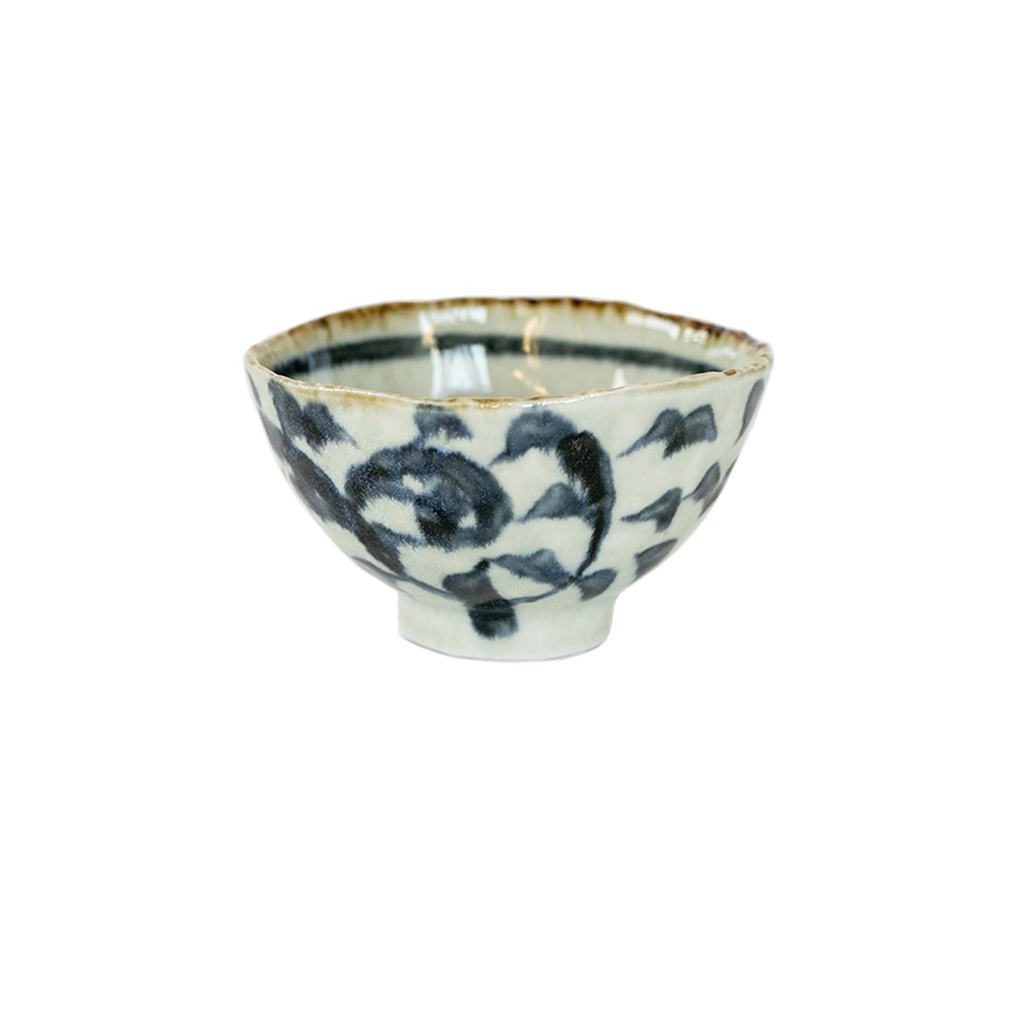 Minoyaki Keramikschale mit floralen Arabeskenmustern