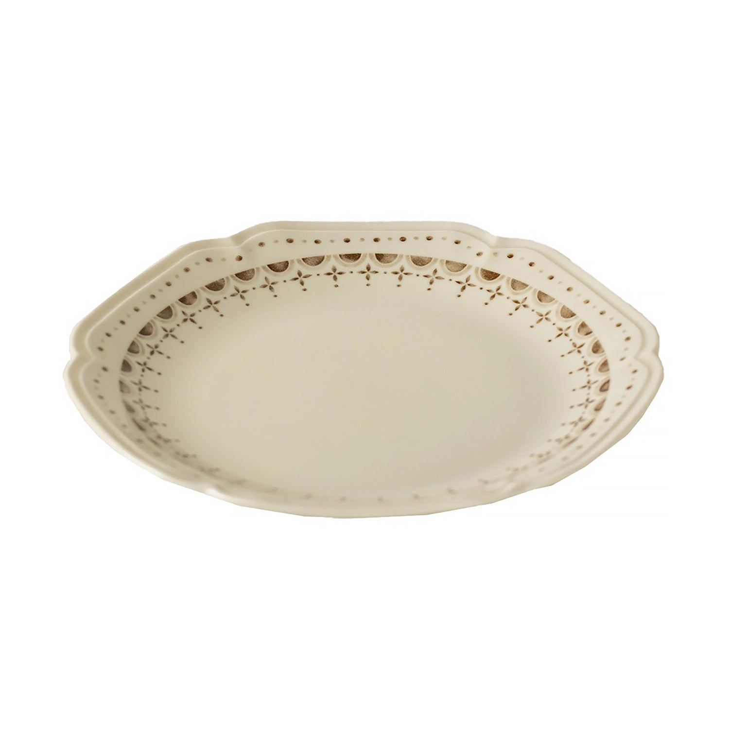 Vaisselle Mino-yaki avec motif à bordure florale ivoire
