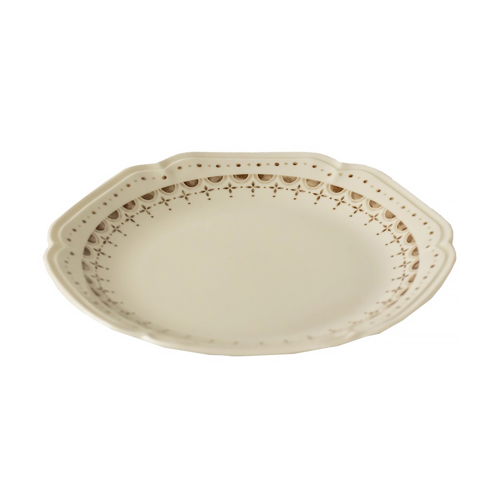 Vaisselle Mino-yaki avec motif à bordure florale ivoire