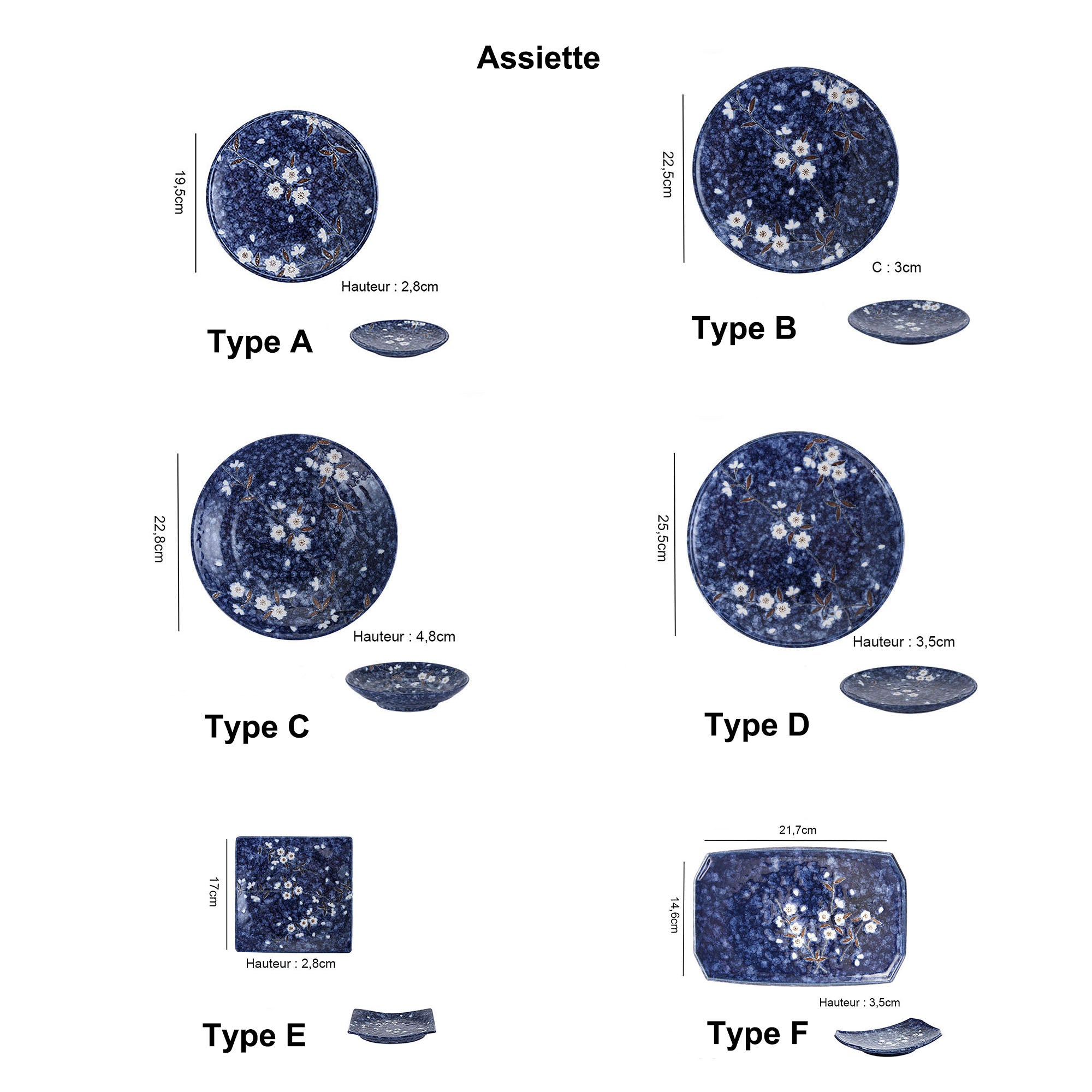 Night cherry patterned tableware