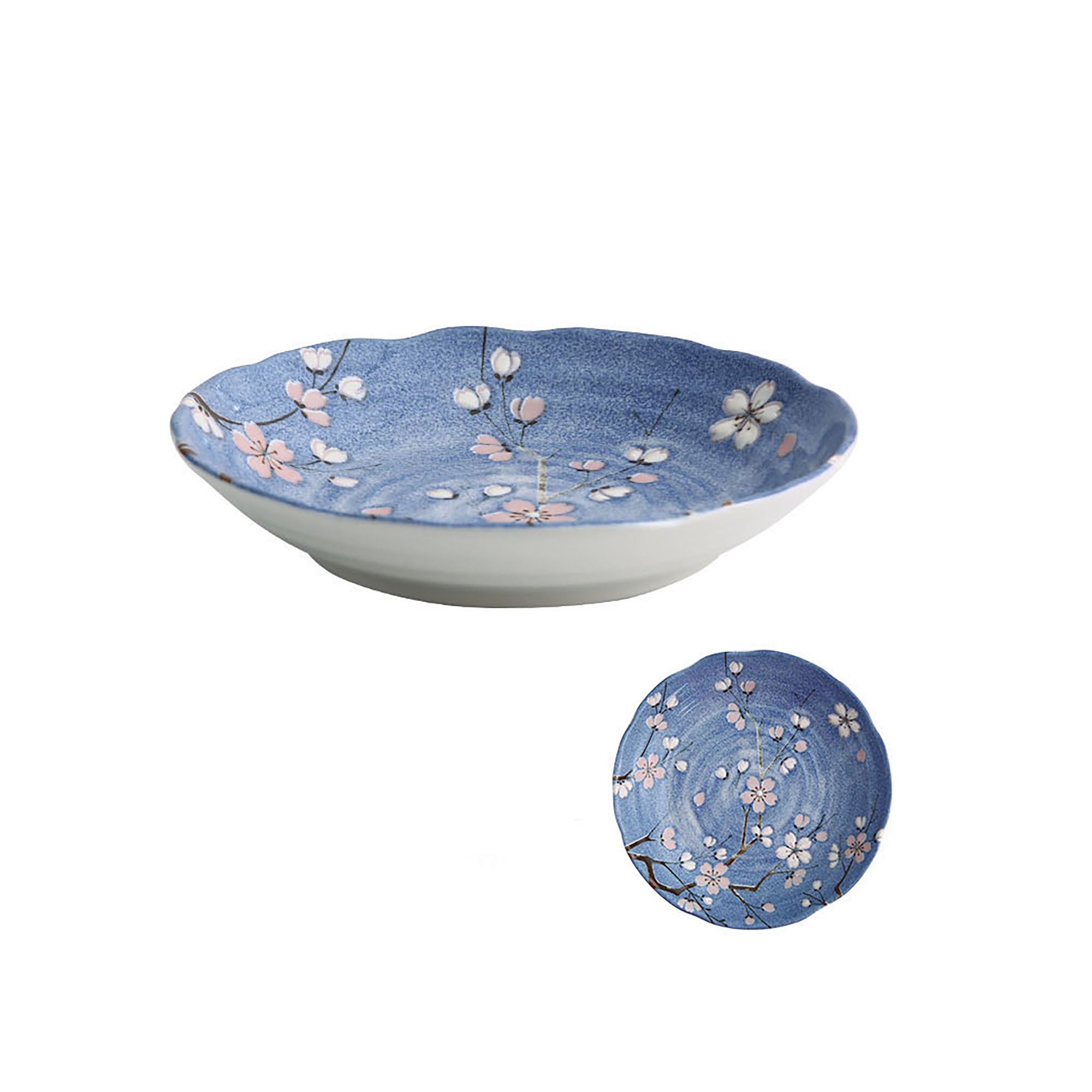 Blue cherry patterned tableware