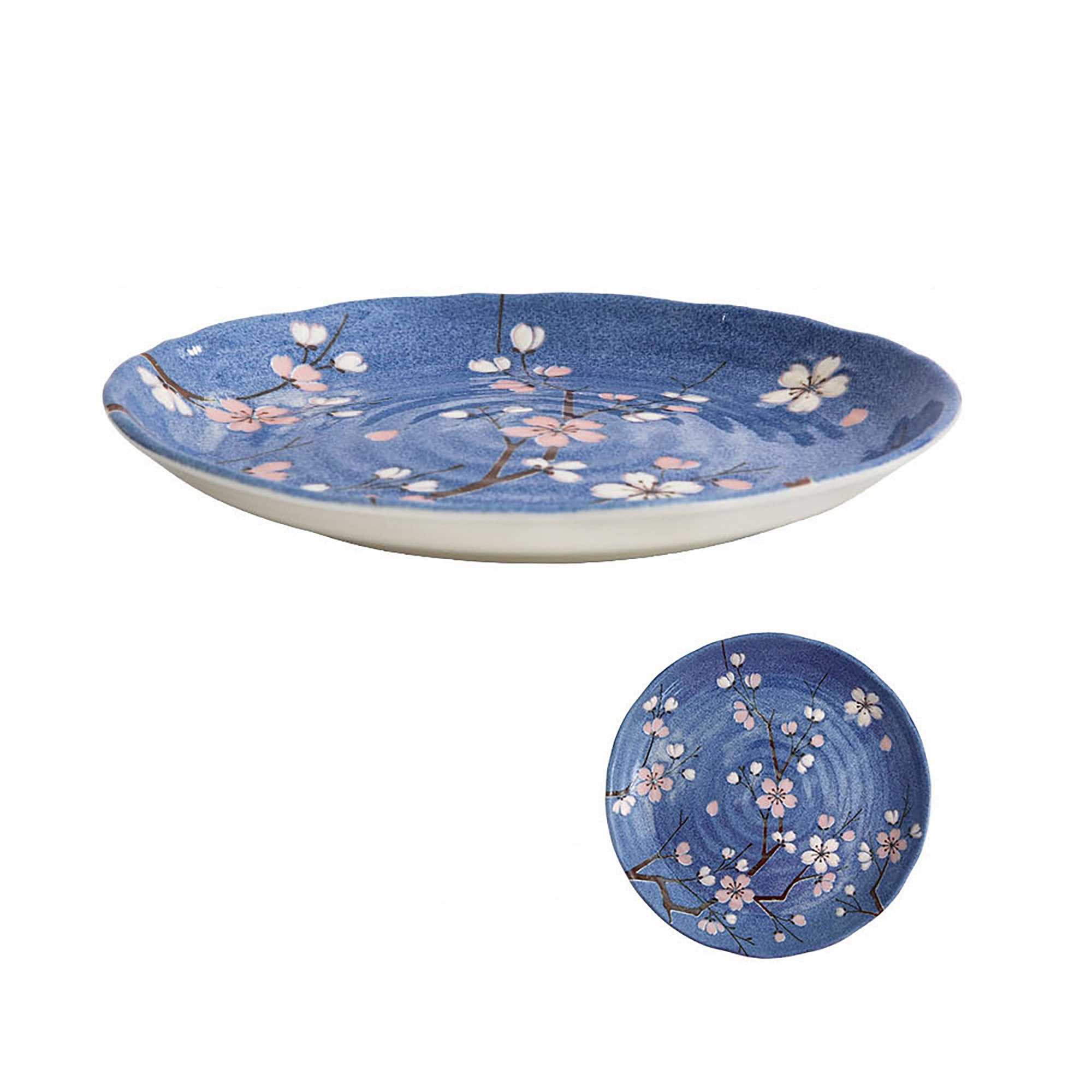 Blue cherry patterned tableware
