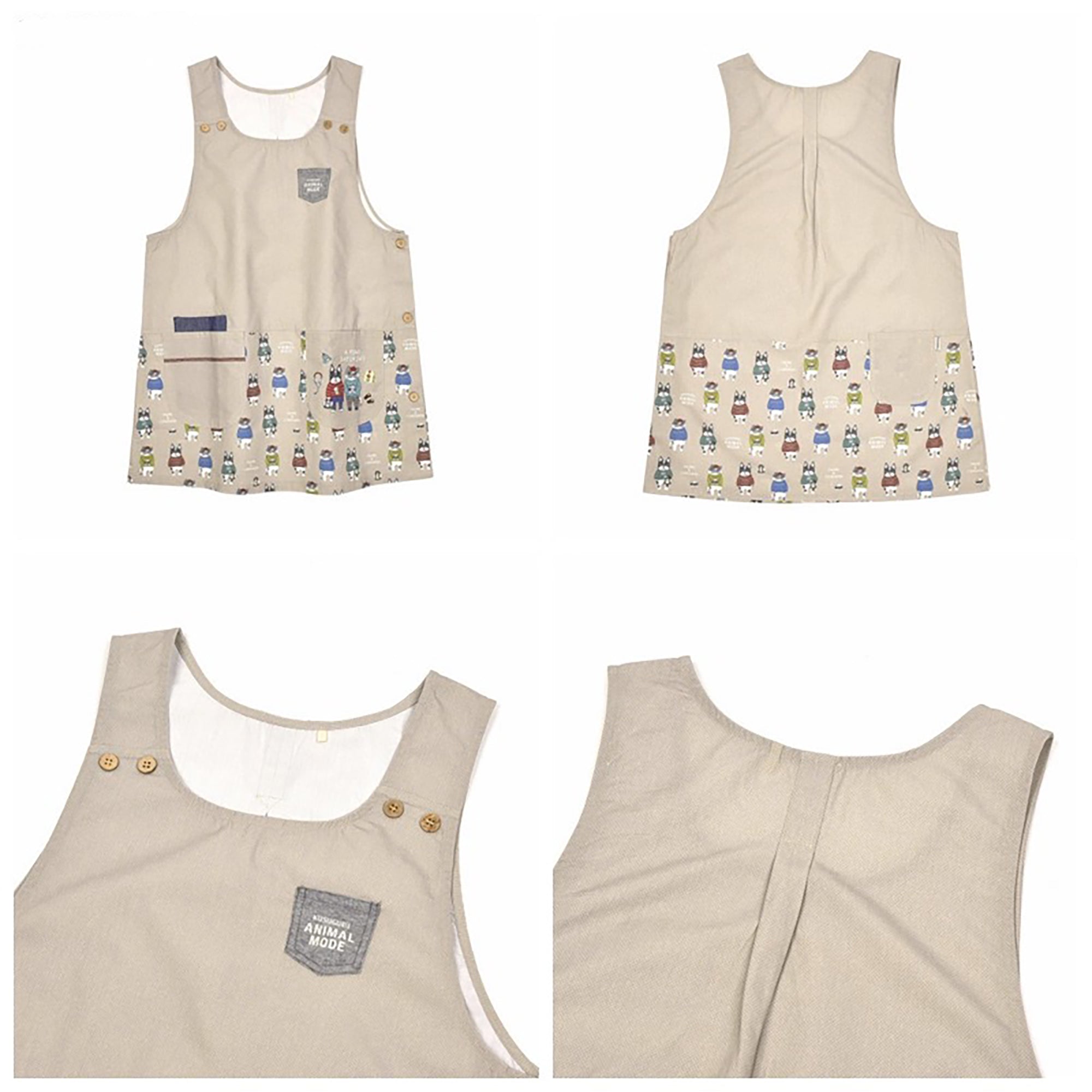 Tablier Kusuguru japonais avec mignon motif chien