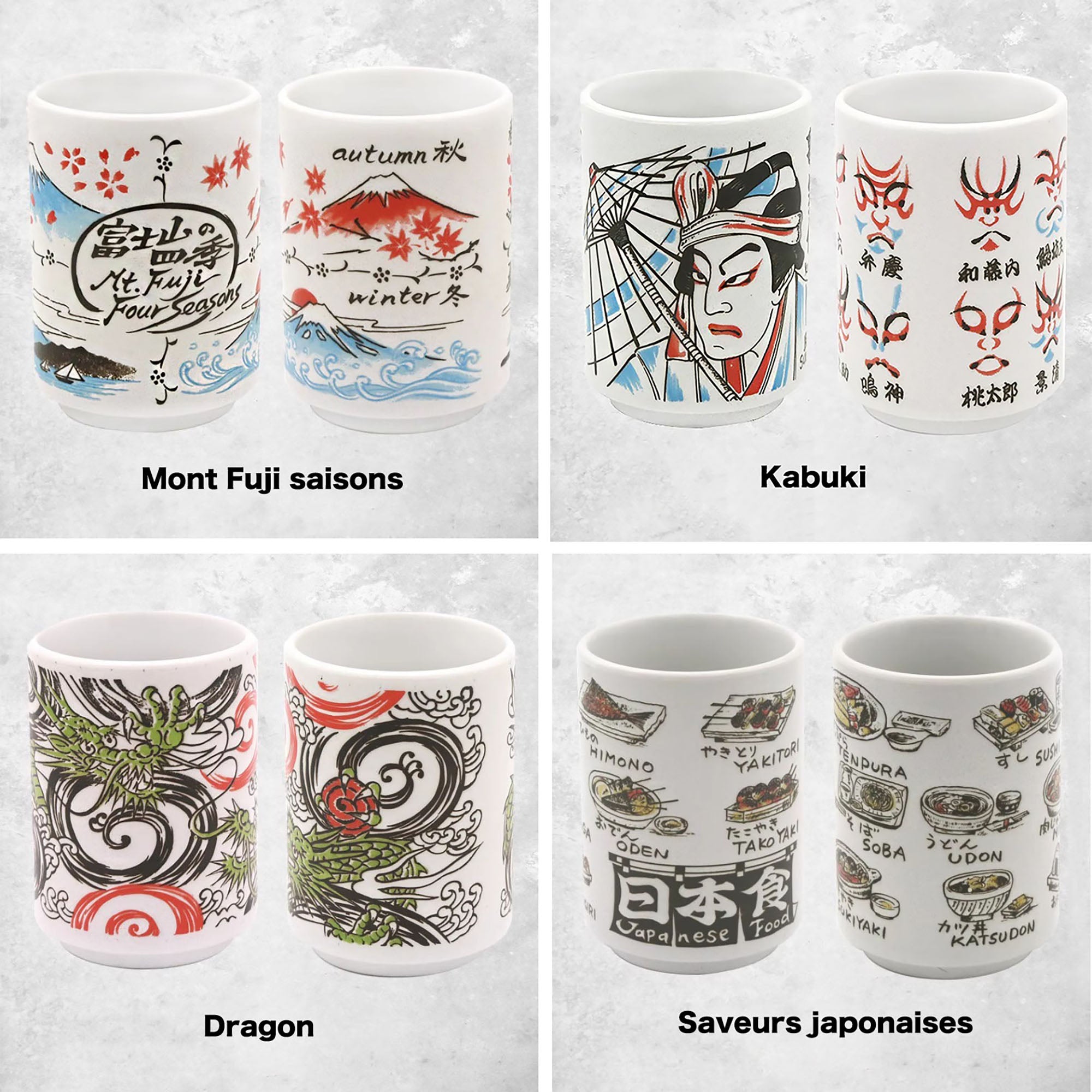 Tasse en céramique motifs culture et gastronomie japonaise