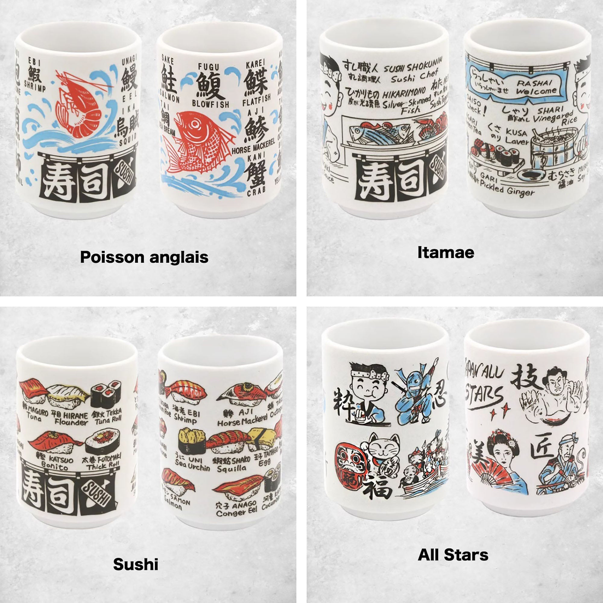 Tasse en céramique motifs culture et gastronomie japonaise