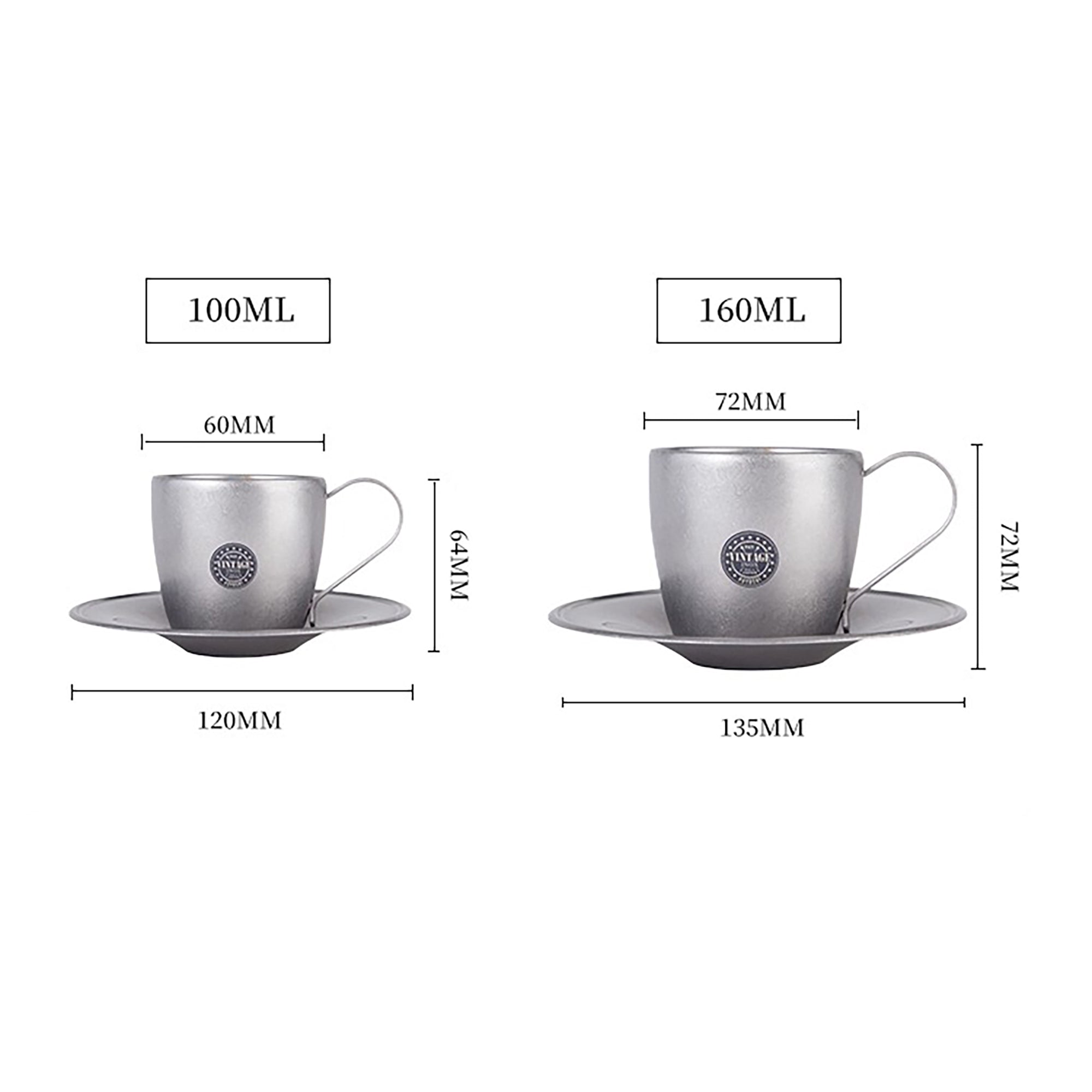 Tasse à café vintage en acier inoxydable double paroi AOYOSHI