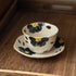 Tasse et soucoupe en grès Tokoname  avec Motif floral