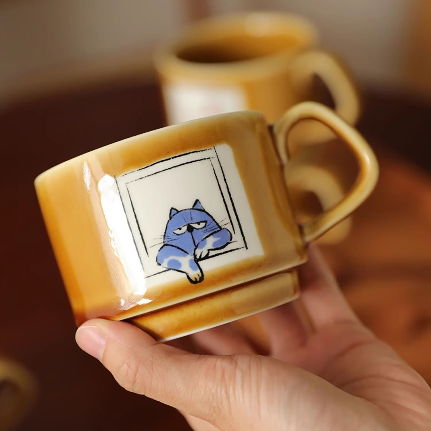 Tasse à café en céramique avec illustration de chat