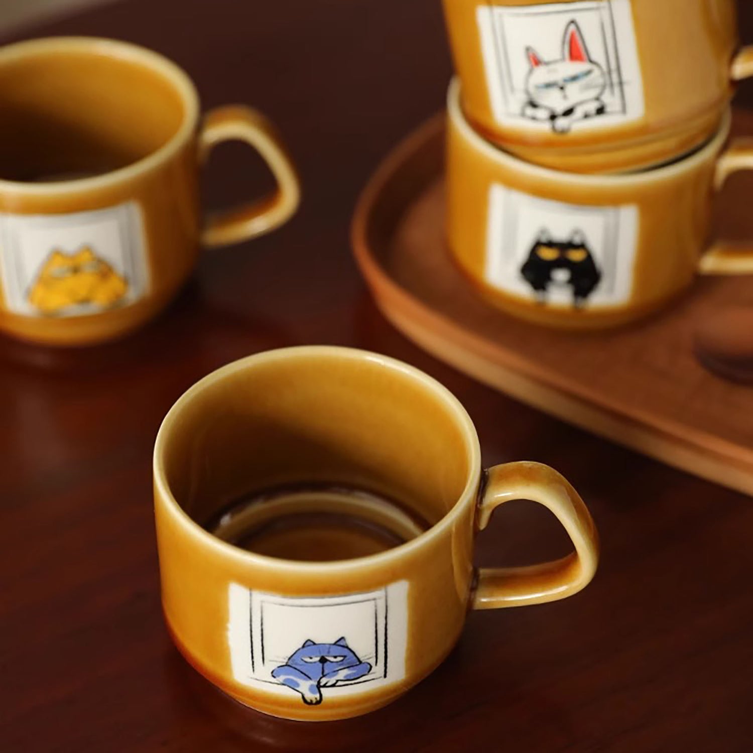 Tasse à café en céramique avec illustration de chat