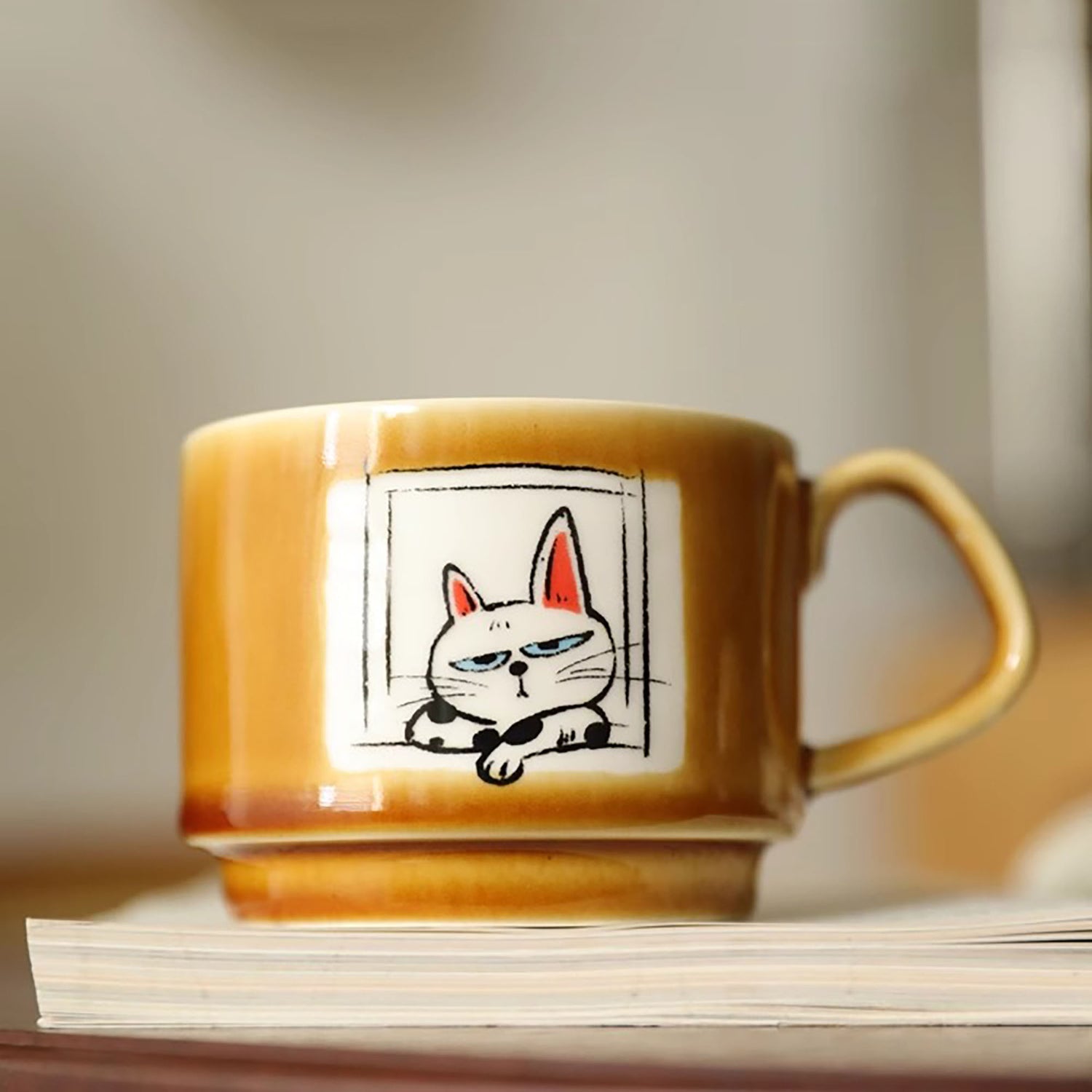 Tasse à café en céramique avec illustration de chat