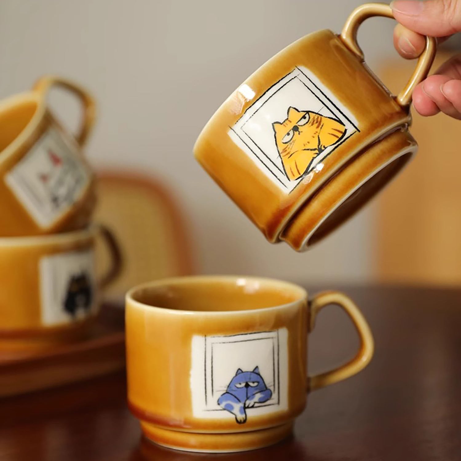 Tasse à café en céramique avec illustration de chat