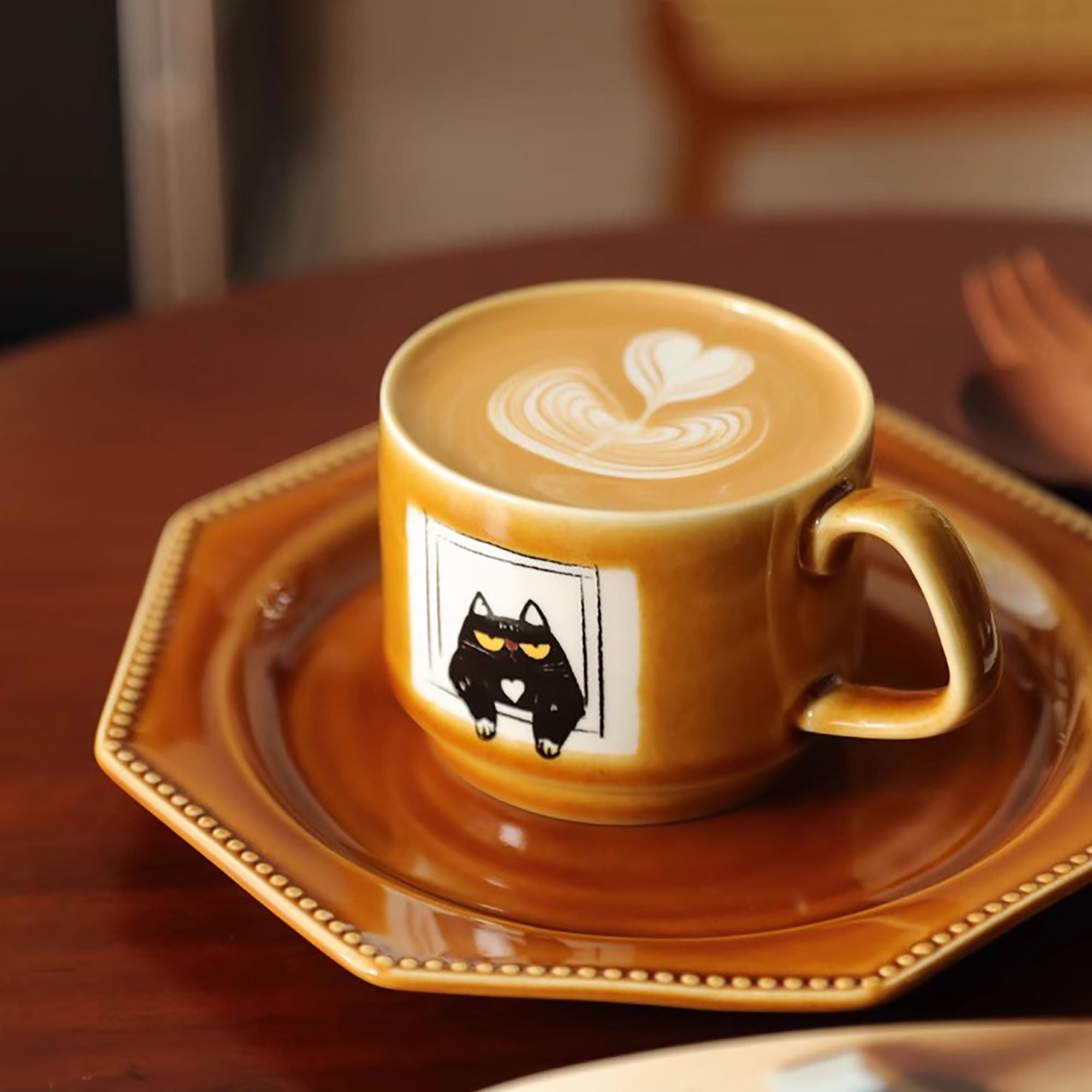 Tasse à café en céramique avec illustration de chat
