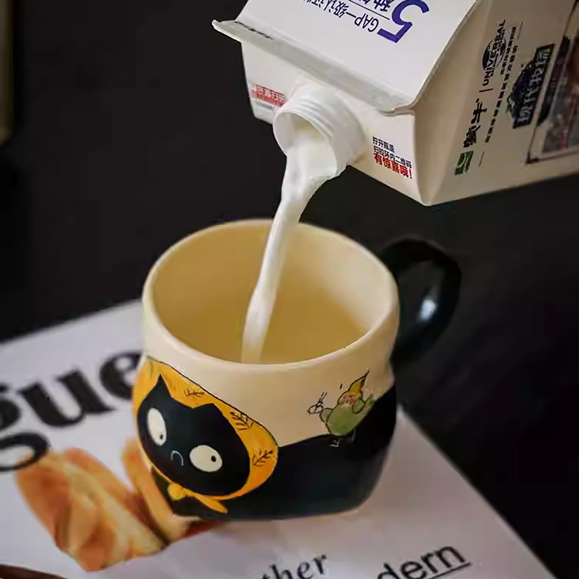Tasse à café artisanal avec motif chat