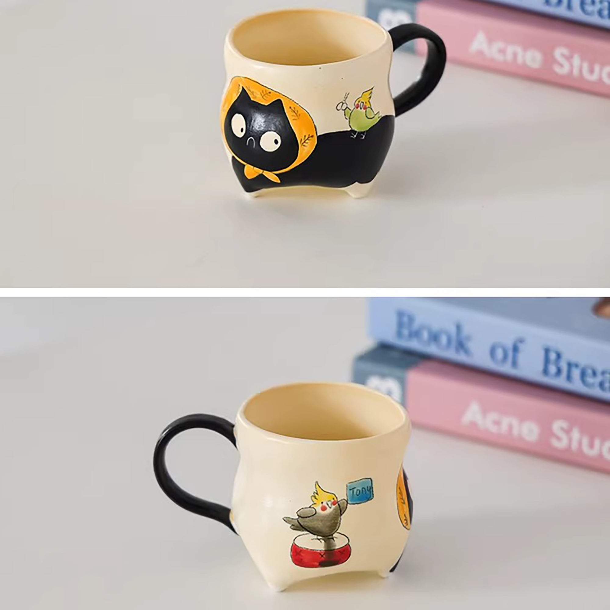 Tasse à café artisanal avec motif chat