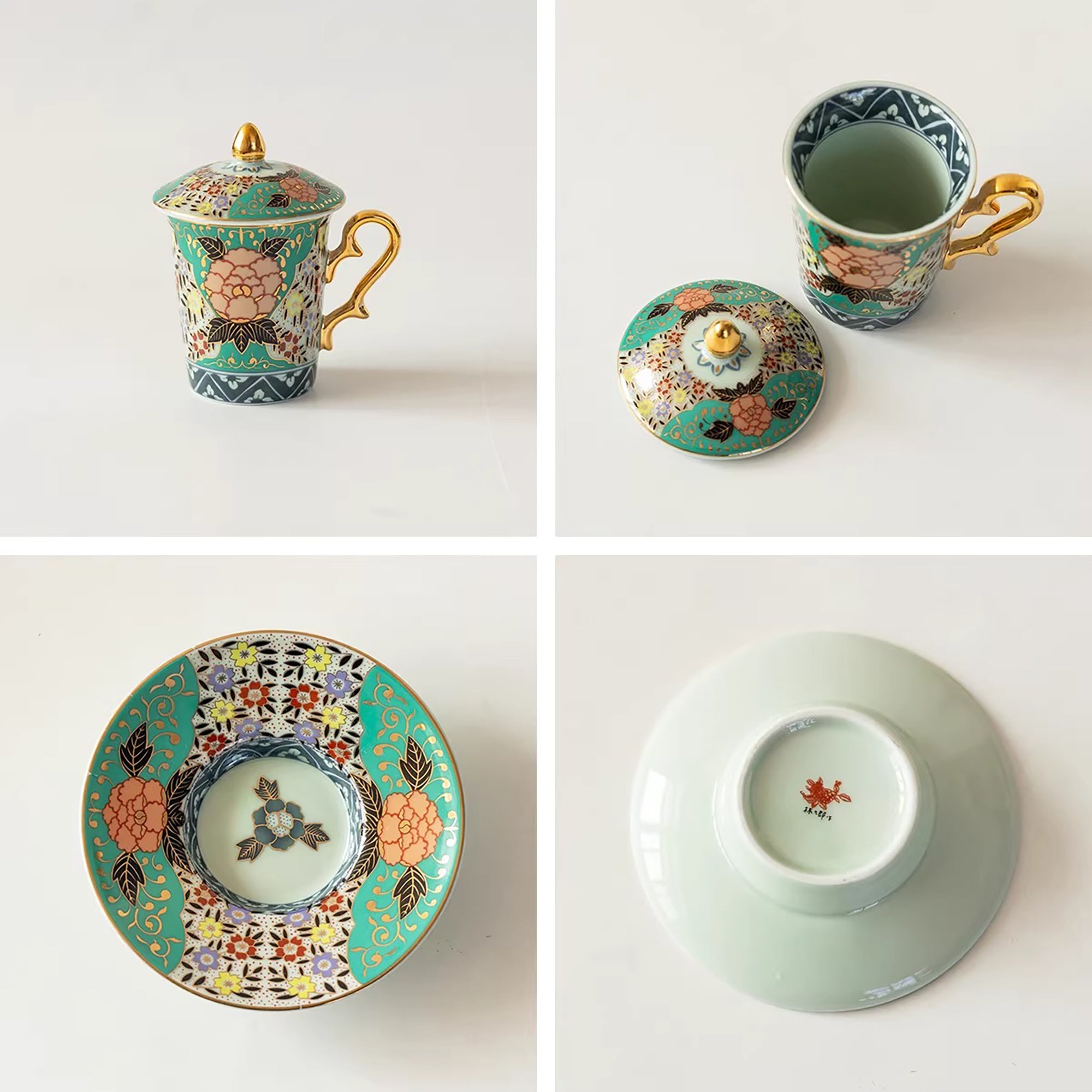 Tasse Aritayaki style Rinkuro décor Nishiki doré peint à la main