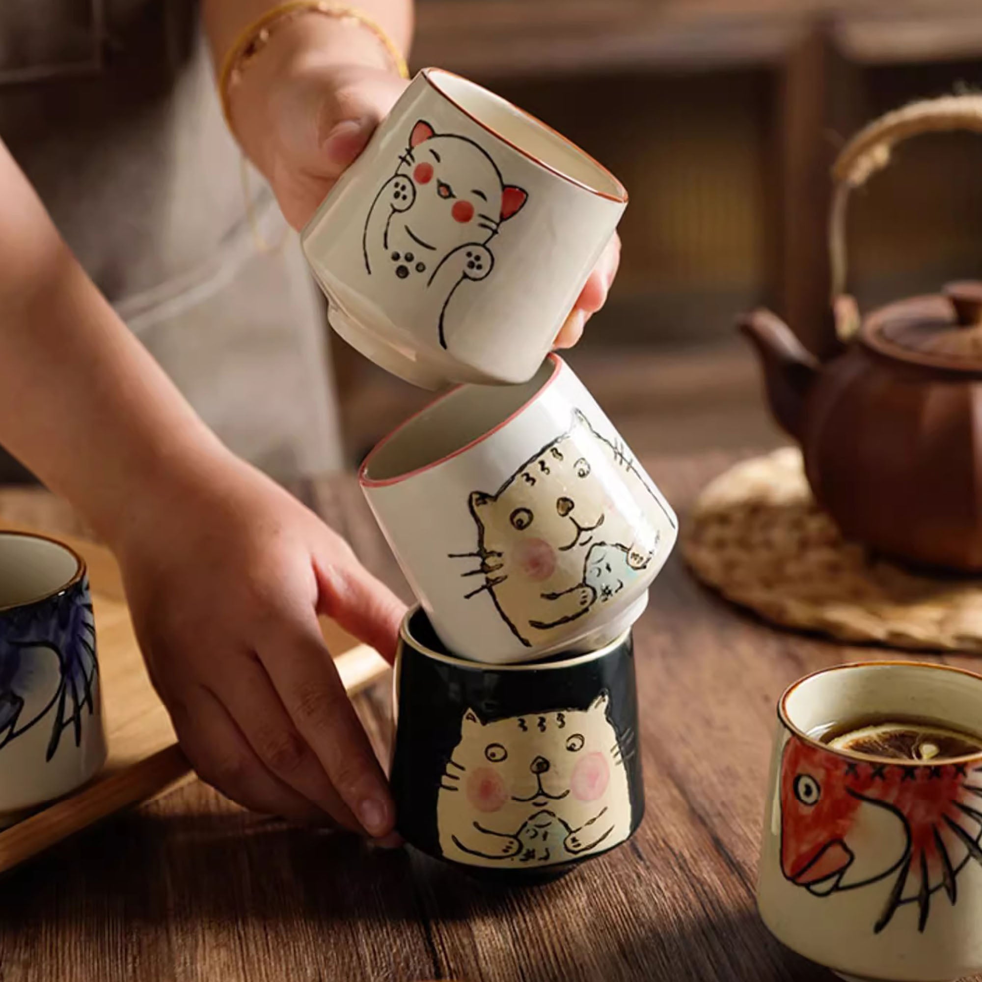 Teetasse mit japanischem Retro-Muster