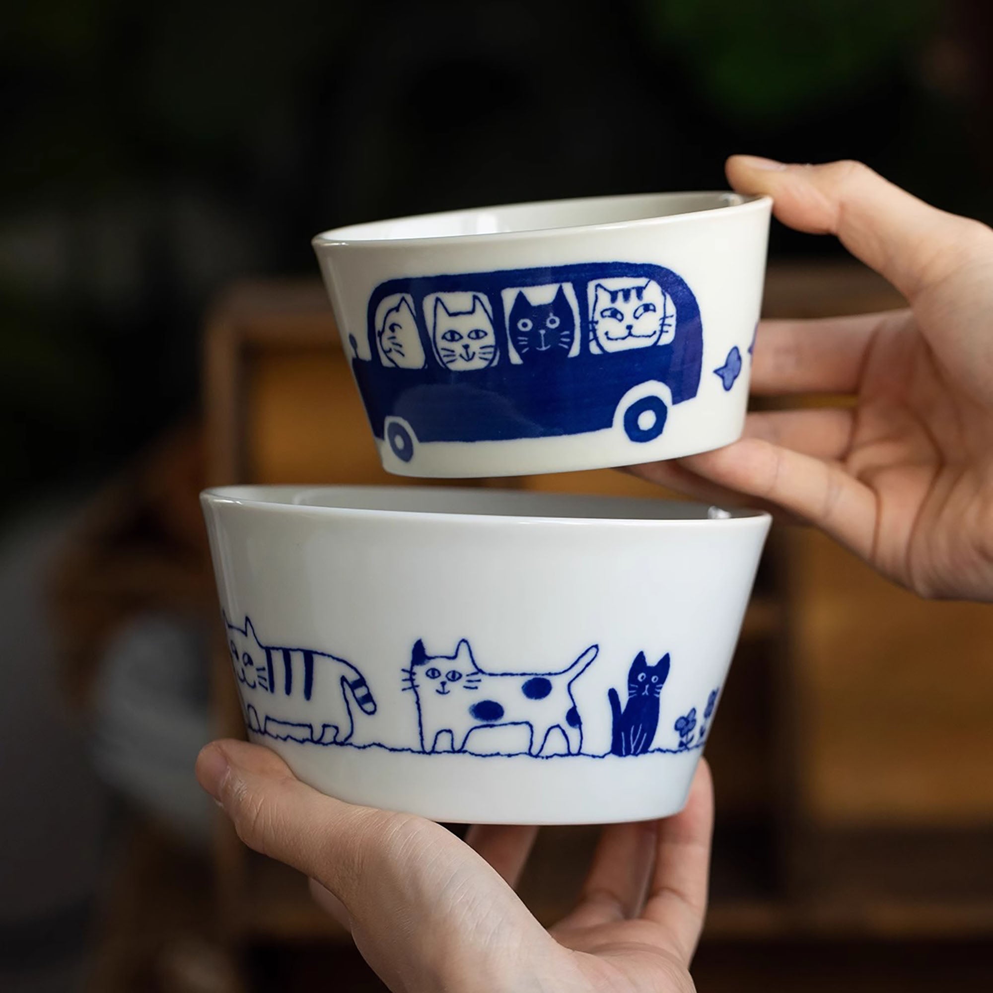 Minoyaki Tableware with "Cats&