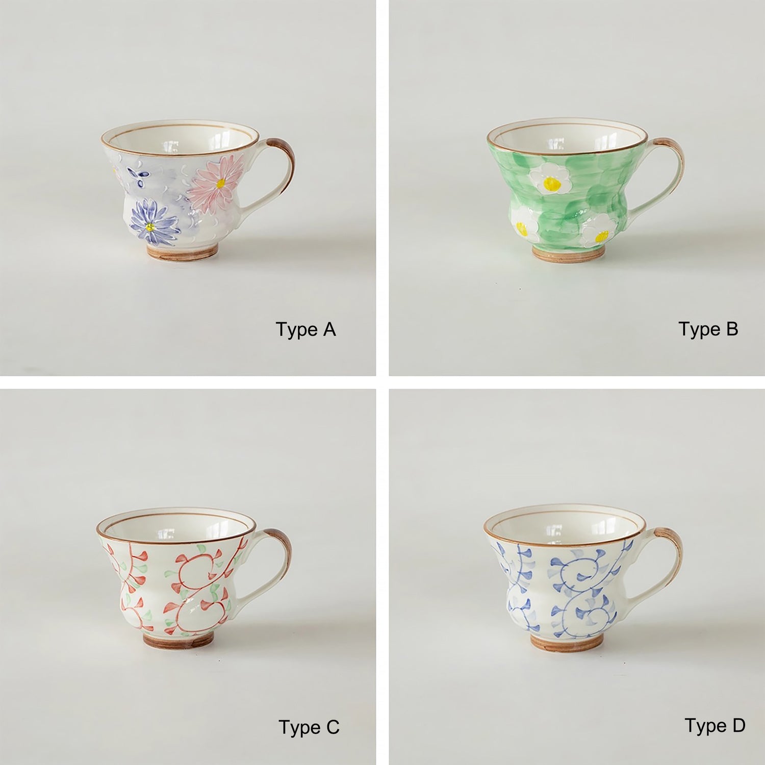 Mug Minoyaki avec motif fleuri peint à la main