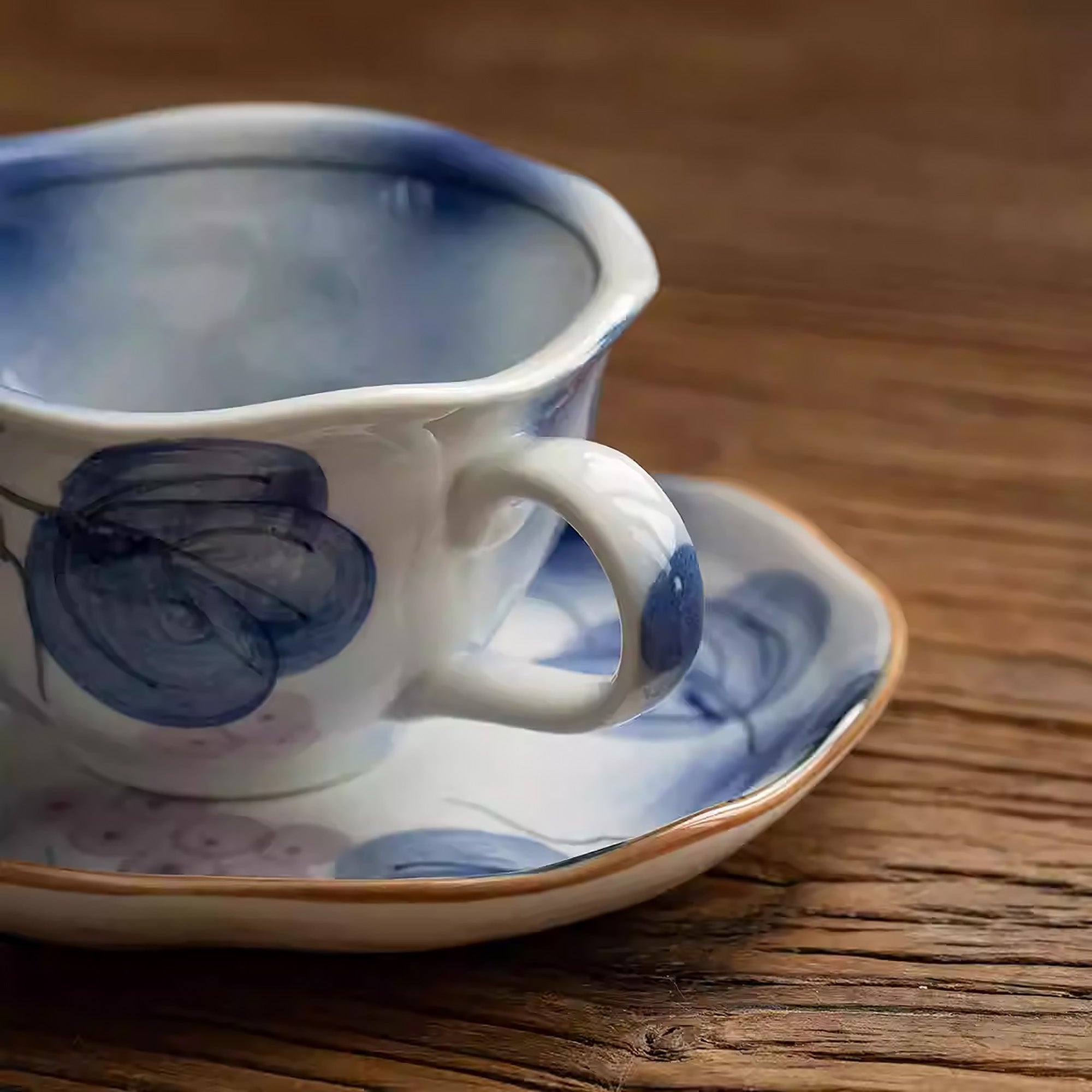 Tasse à café Minoyaki faite main motif raisin bleu