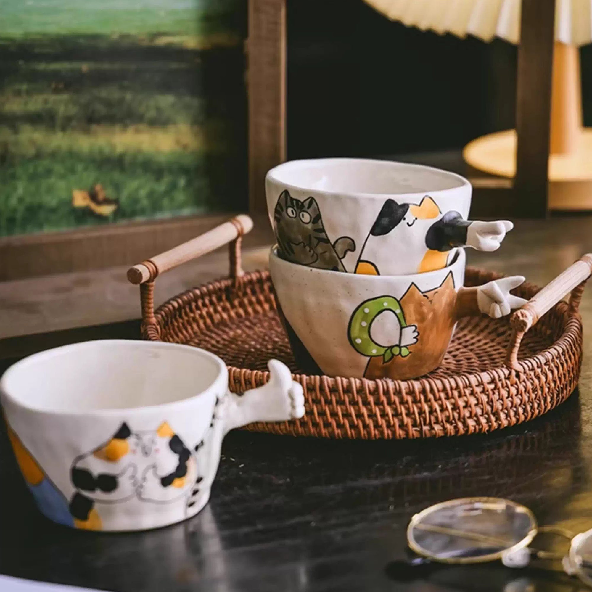 Mug créatif chat peint à la main
