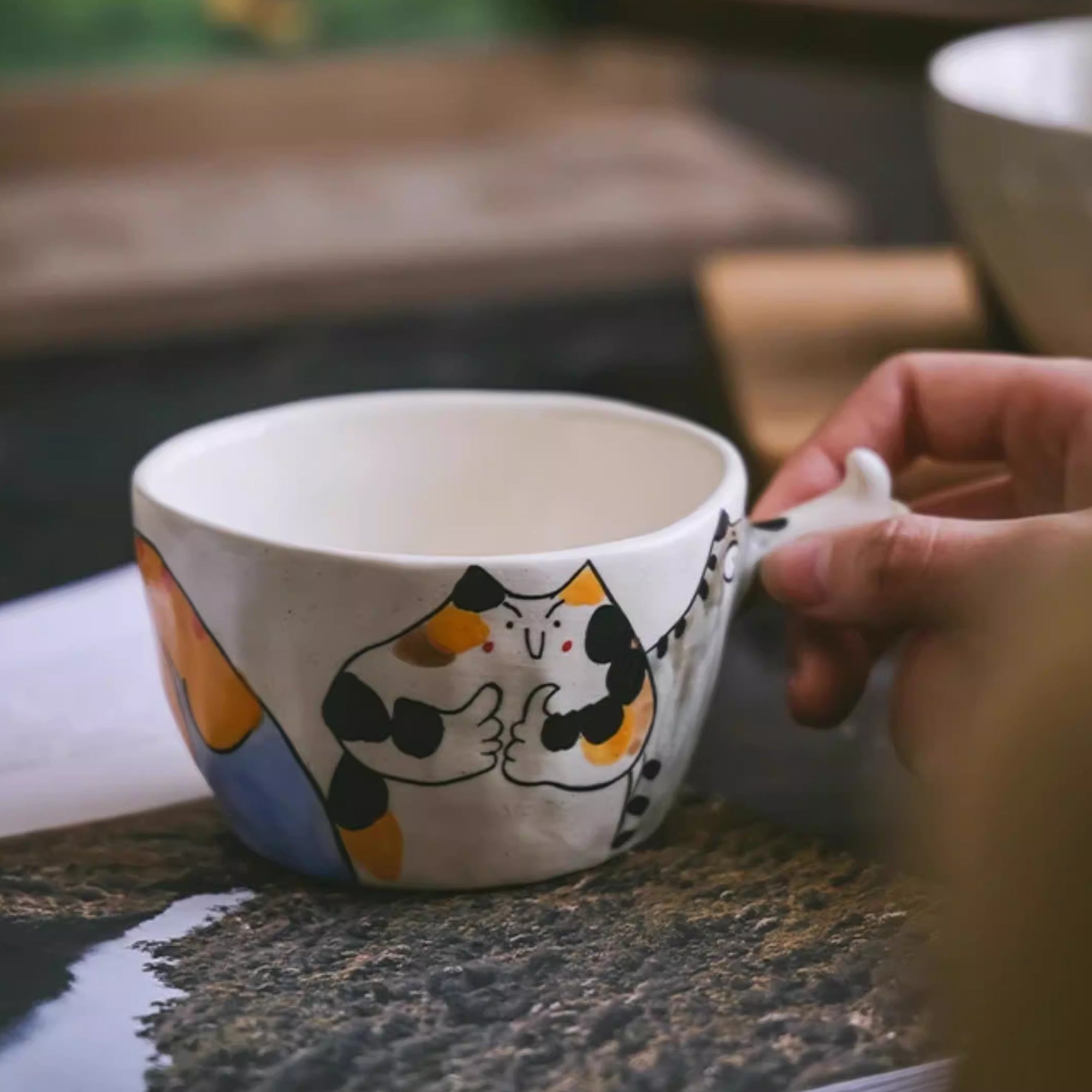 Mug créatif chat peint à la main